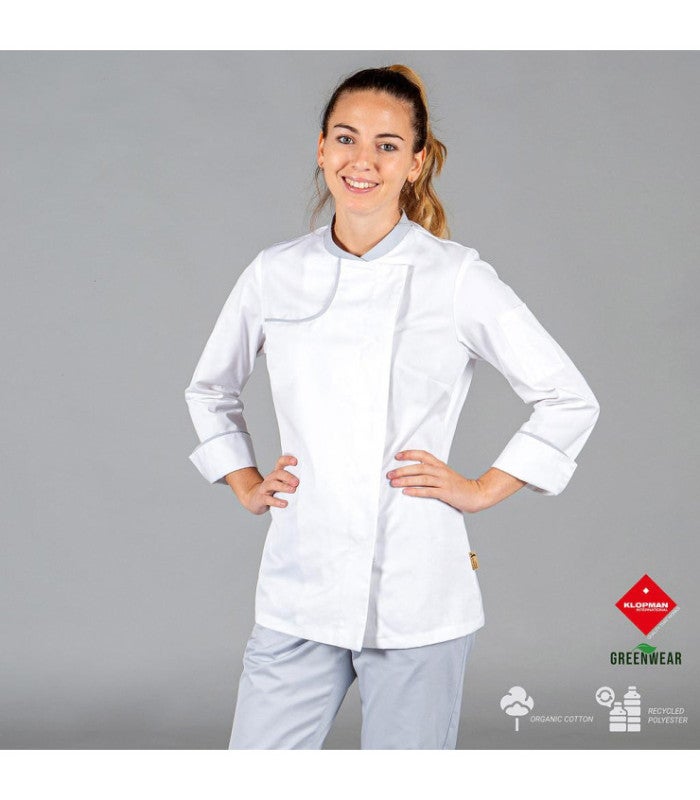 Chaqueta de cocina para mujer, tejido SARGA y ALGODÓN ORGÁNICO ANAYA