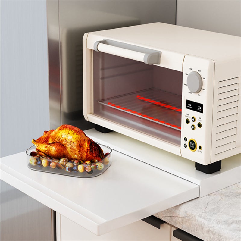 Étagère Extensible de Cuisine Noire pour Micro-ondes et Four, Support Coulissant, Rangement Pratique, Acier Résistant, 36×47×4 cm - 4