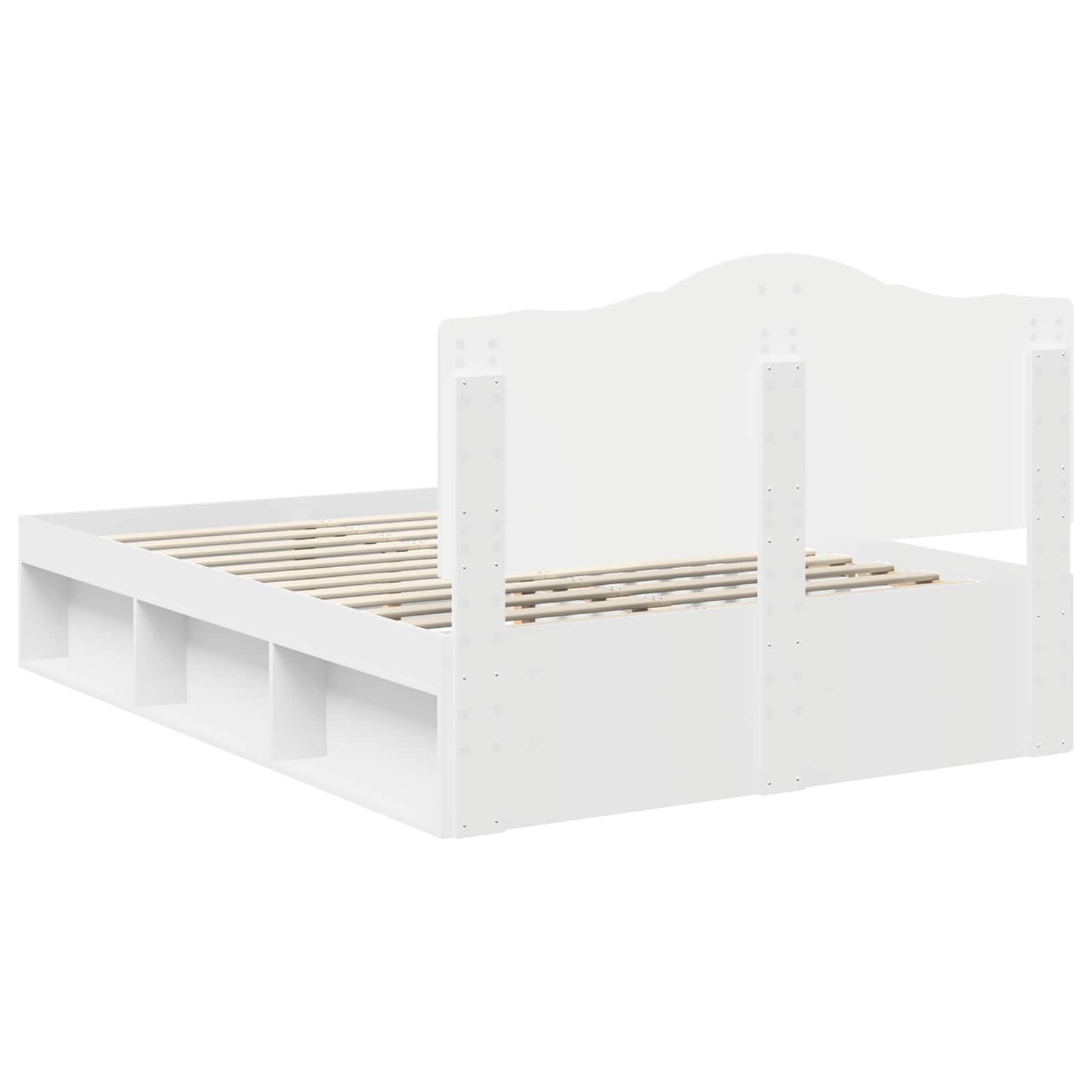 Cadre de lit avec tête de lit blanc 140 x 190 cm en pin massif - 9