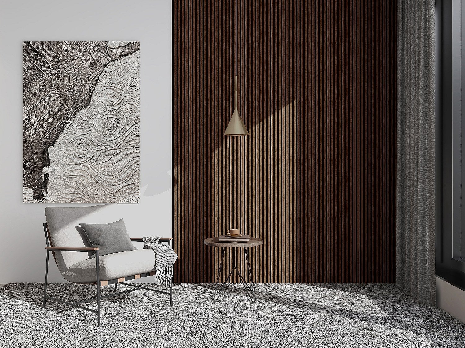 Panel ścienny 3D - Opakowanie 3,71 m² - Naturalny ciemny i czarny - Zestaw 8 sztuk - TATIANA