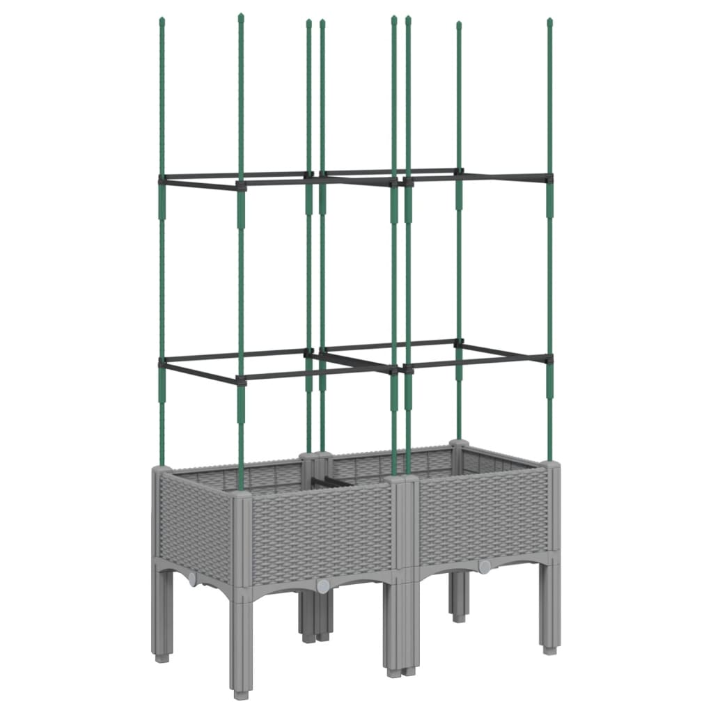 Maison Exclusive - Vaso/floreira jardim c/ treliça 80x40x142,5cm PP cinzento-claro - 2