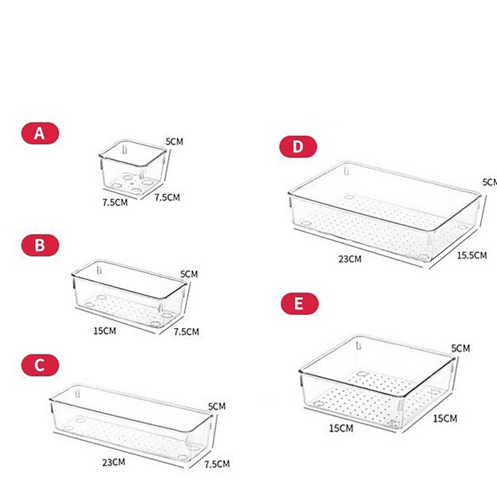 Lot de 15 Organisateurs de Tiroir – 4 Tailles, Rangement Tiroir en Plastique Transparent – Parfait pour Salle de Bain, Coiffeuse, Bureau, Cuisine - 6