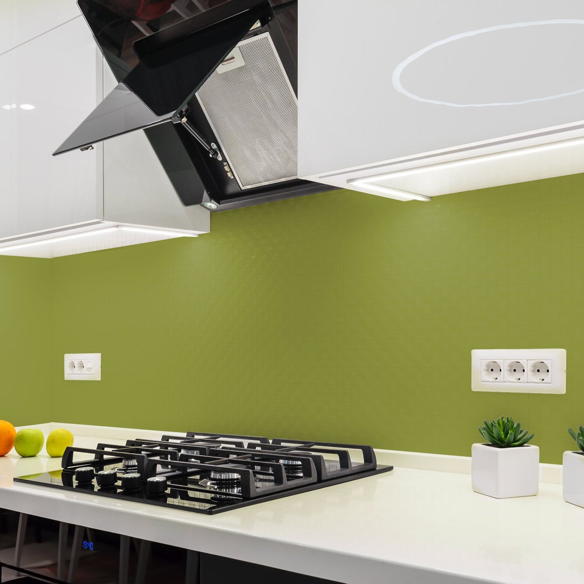 Rouleau adhésif décoratif Vinyle au Mètre - Sticker Lavable Imperméable Mur Cuisine Meubles - 60cmx1m - Vert olive - 6