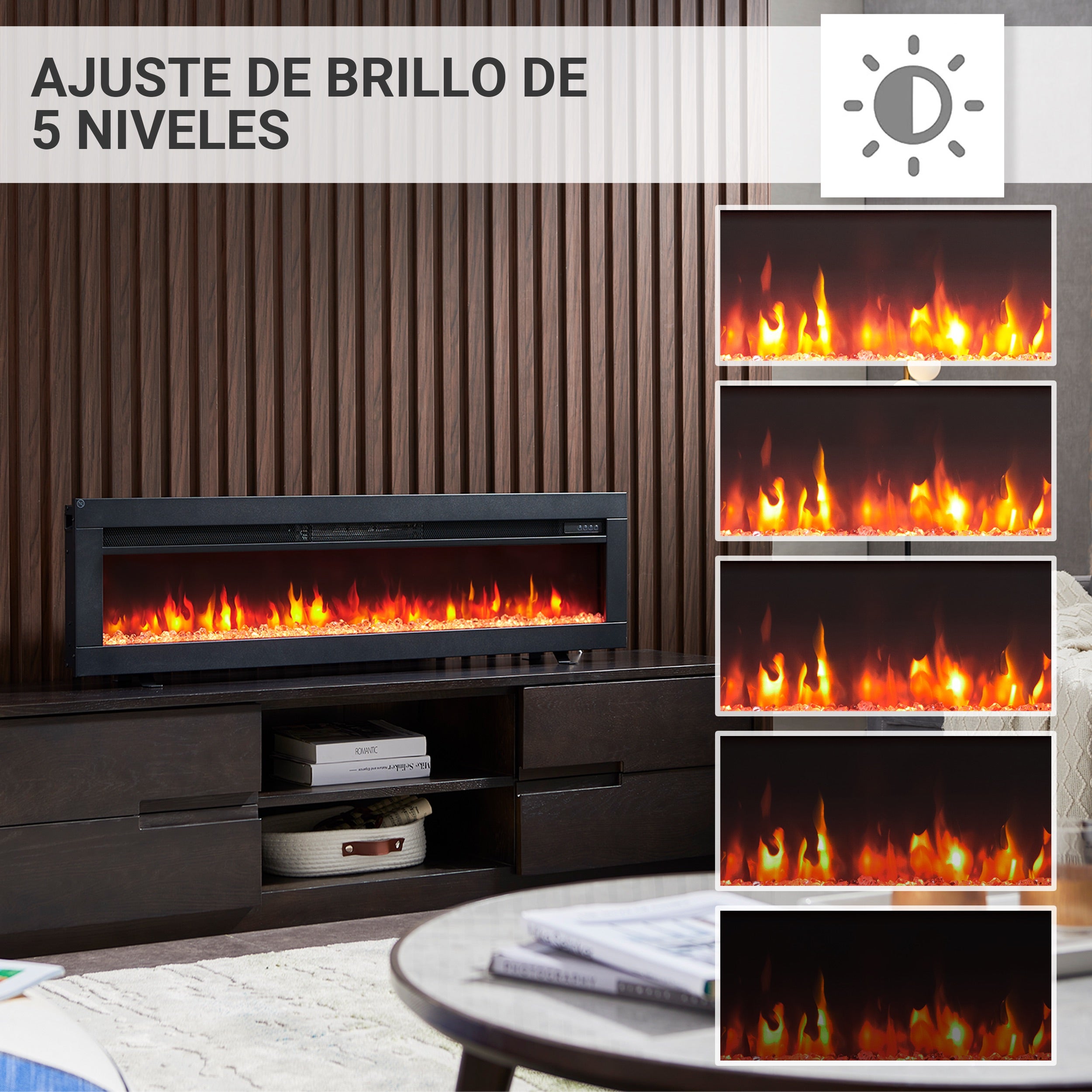 Chimenea eléctrica BALDERIA Agnes 50 - 3 en 1: chimenea de pie, mural o empotrable - 6