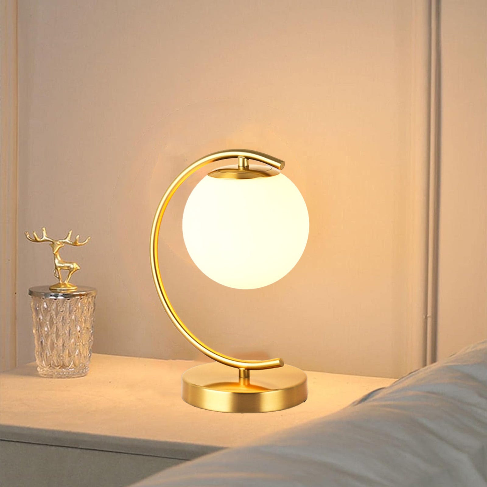 Mengjay Lanterna desktop semplice romantico solido da tavolo lampada da comodino luce palla di vetro rotonda paralume Ball G9 Lampada da tavolo camera da letto soggiorno ufficio (nero Mengjay Lanterna desktop semplice romantico solido da tavolo lampada da comodino luce palla di vetro rotonda paralume Ball G9 Lampada da tavolo camera da letto soggiorno ufficio (nero