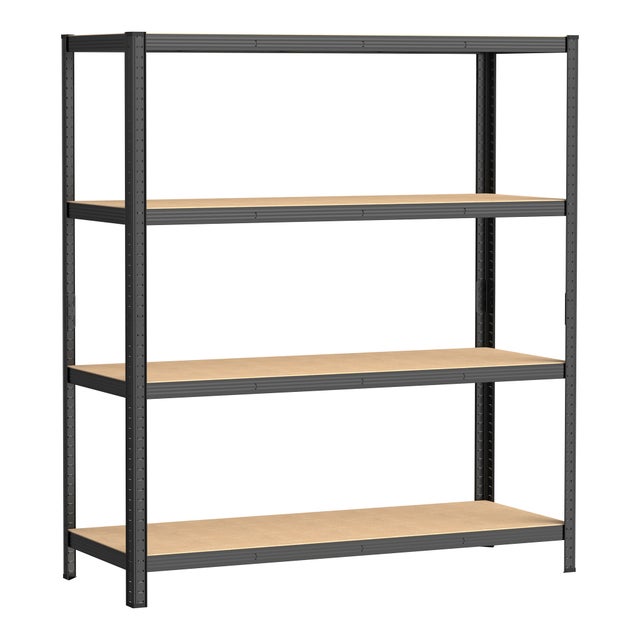 Étagère noire charges lourdes 160×60×180cm Système emboîtable 4 niveaux Wiltec