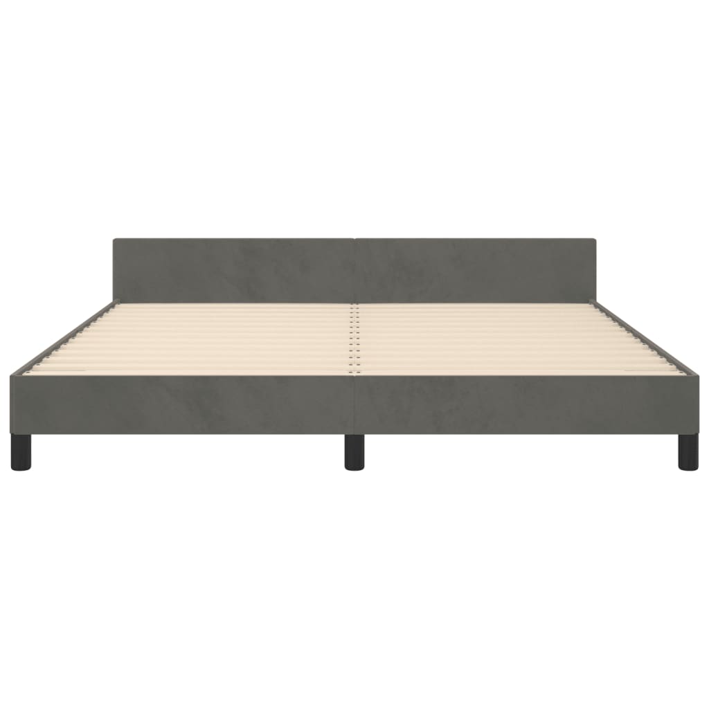 Cadre de lit sans matelas gris foncé 160 x 200 cm en velours - 6