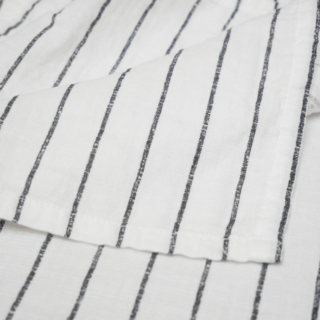Drap plat mousseline de coton 270x300 cm LANA à rayures blanc neige