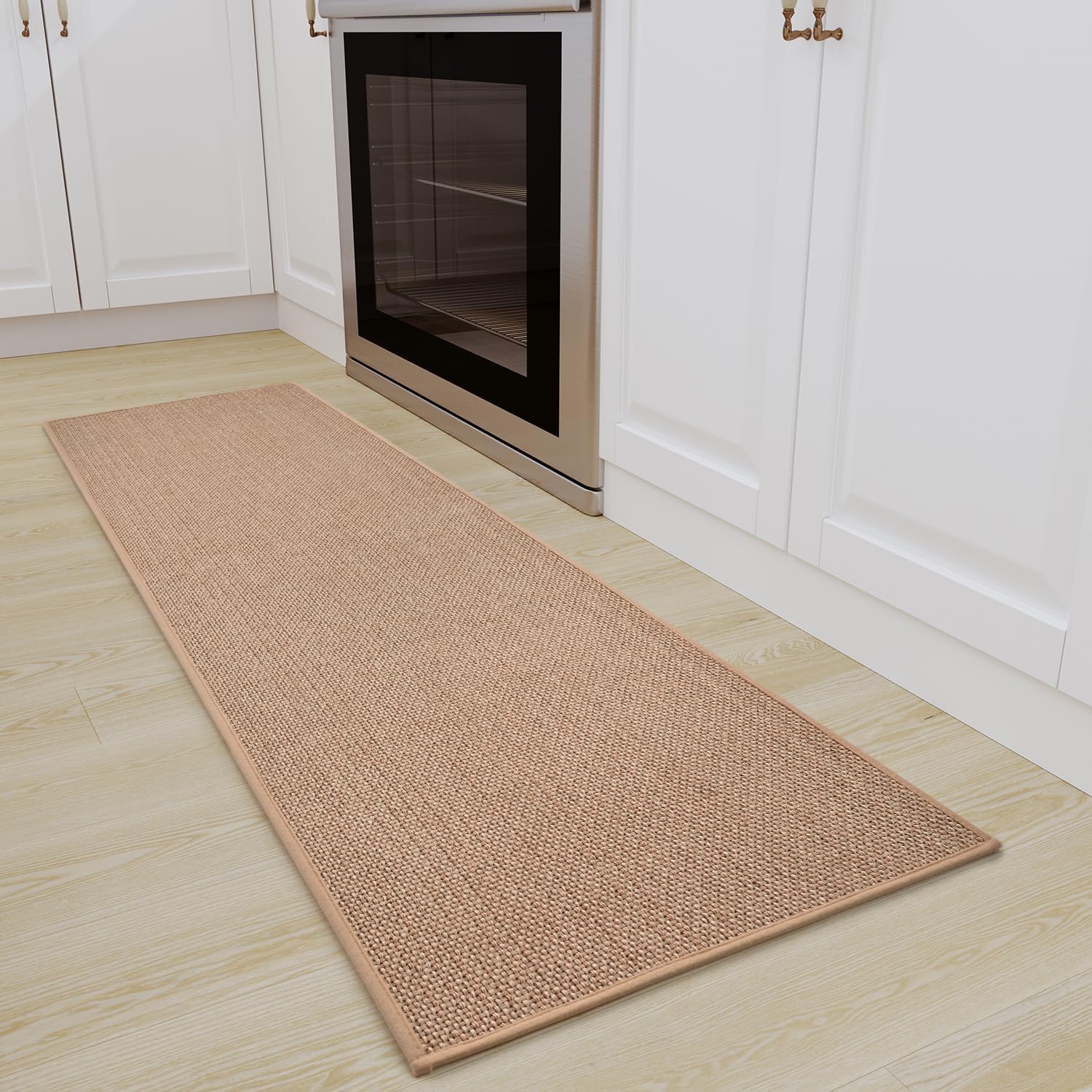 🏡 Alfombrilla Antideslizante Lavable A Rayas (40x60 Cm / 50x80 Cm) – Beige Para Cocina Y Pasillo