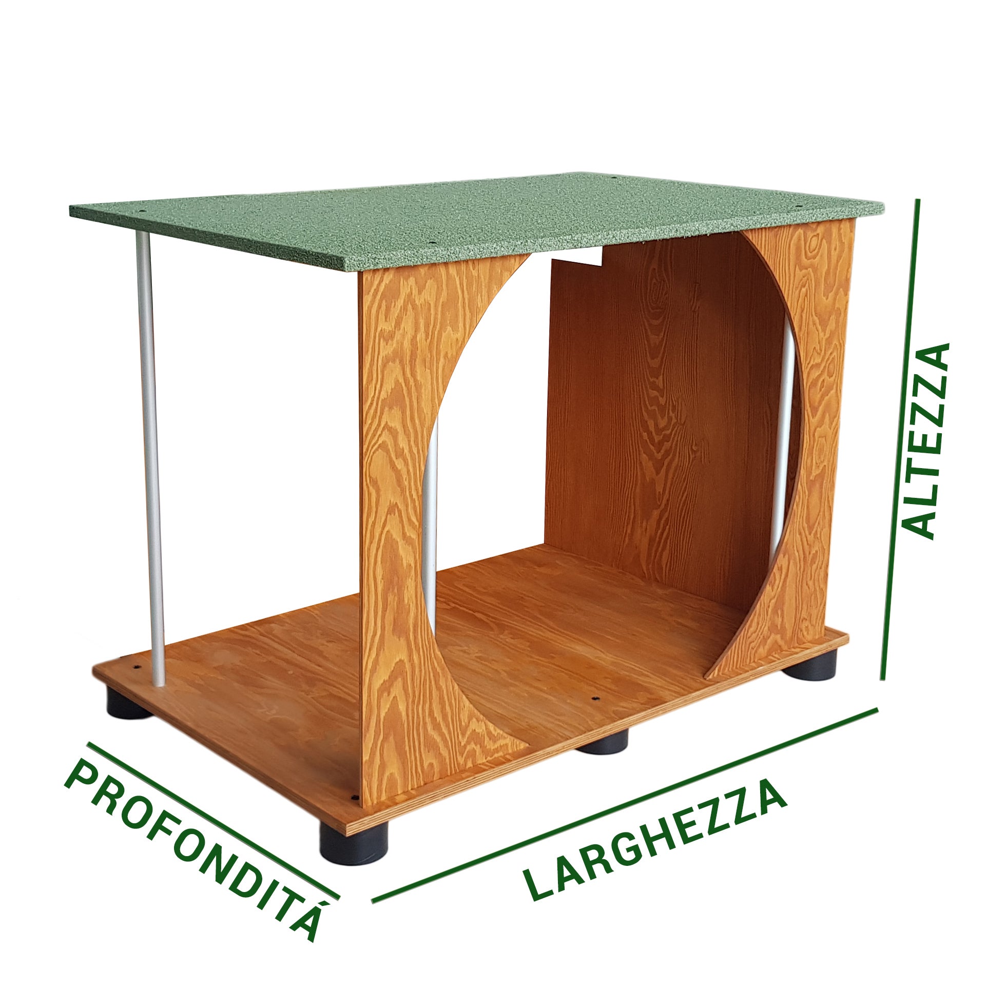 Veranda in Legno per Cuccia Universale da Esterno Terrazzo Coperto Verde DD - 102x67xH98 - 2