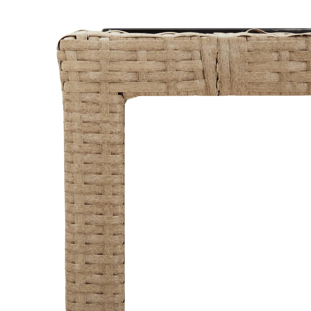 Maison Exclusive - Tavolo da Giardino Piano Vetro Beige Polyrattan Vetro Temperato - 5