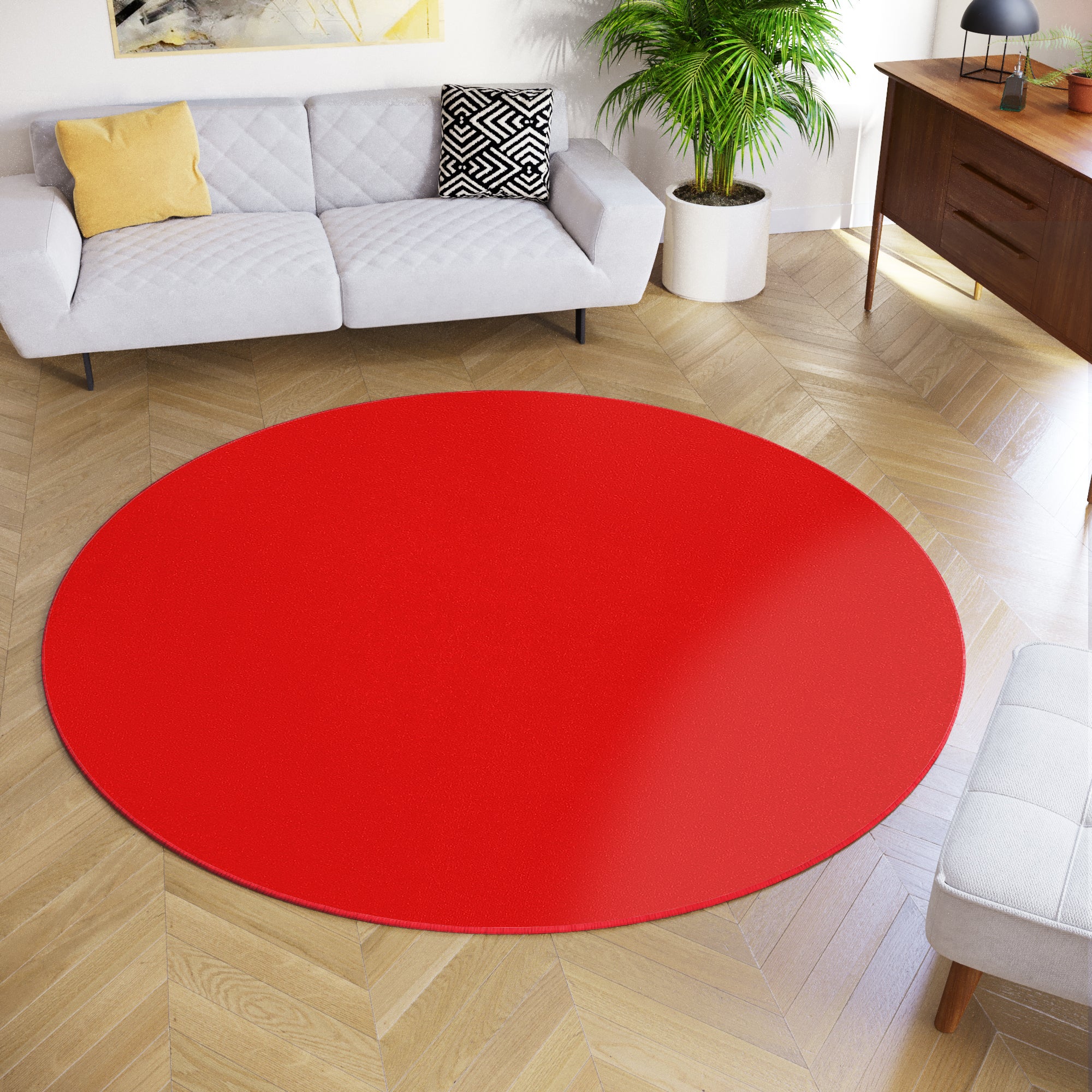 TAPISO Mono Rond Tapis Séjour Poil Court Intérieur Extérieur Moderne ...