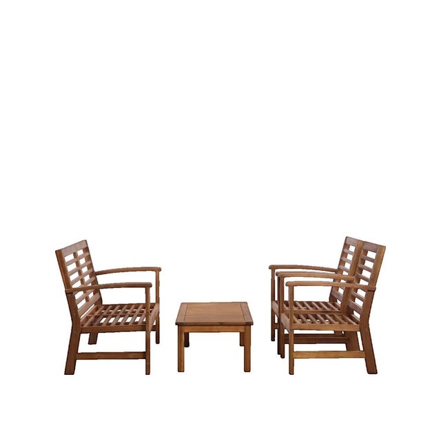 Salon bas de jardin en Bois Beige 4 personnes