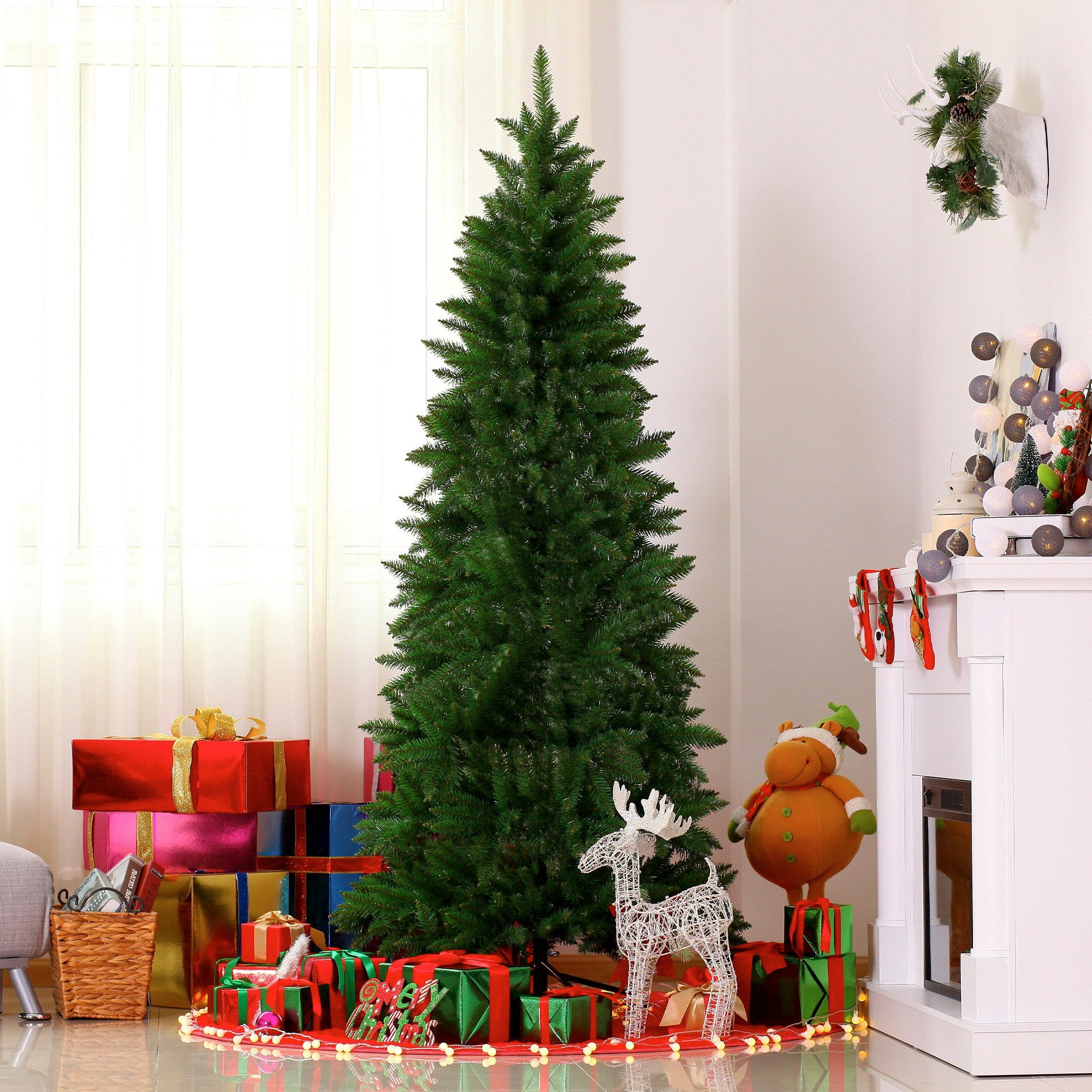 Árbol de navidad Homcom verde Ø91x210 cm pvc y metal - 2