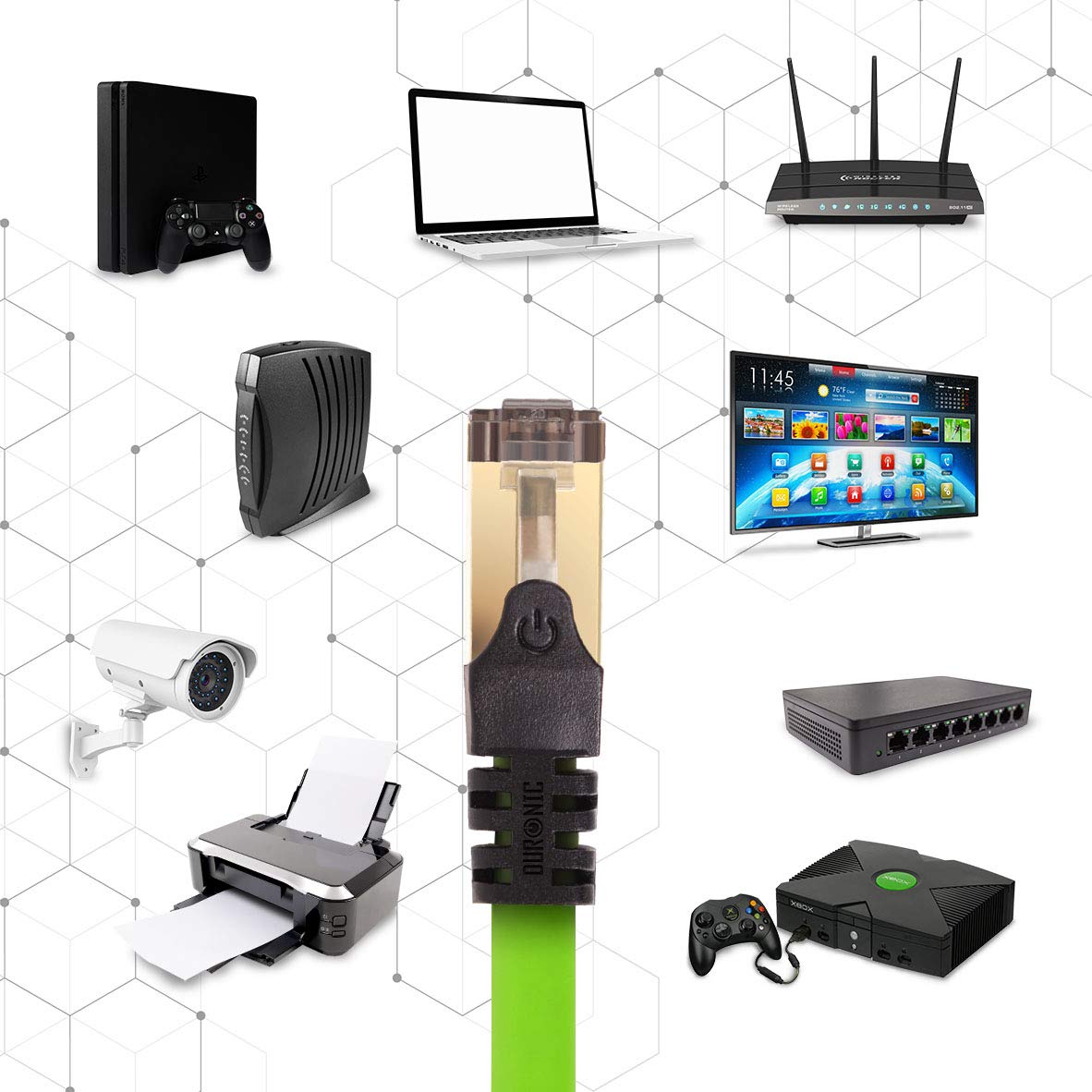 Câble Ethernet CAT8 GN Vert 2 m - S/FTP paire torsadée - Bande passante 2Ghz / 2000MHz - Transmission de données 40 Gigabits - Connecteurs RJ45 - 3