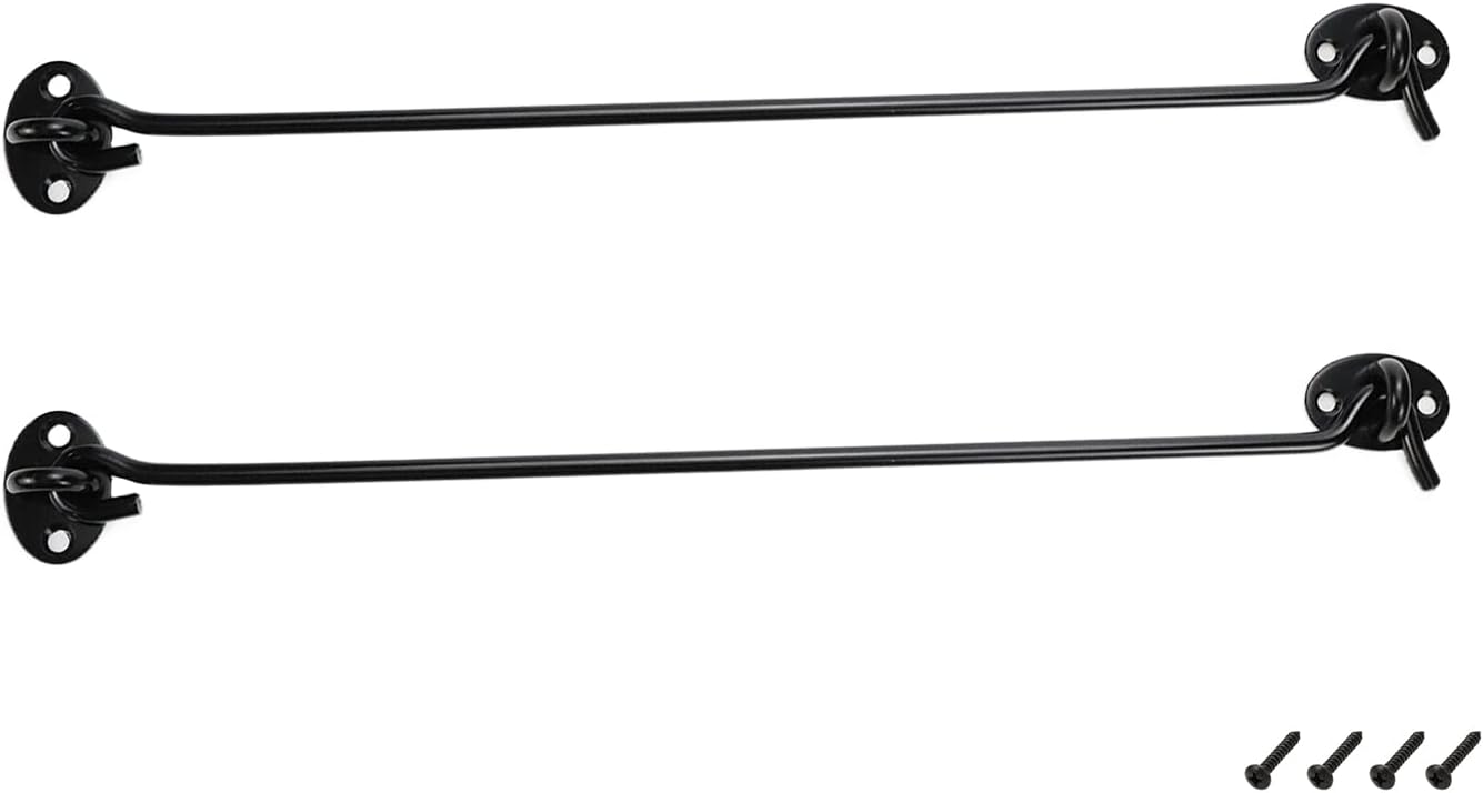 Zasuwka do drzwi, zamek do stodoły, 14-calowy suwak ze stali nierdzewnej, czarny, 2 sztuki ze śrubami.