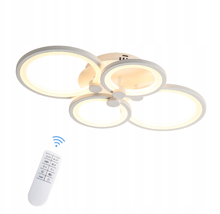 Moderna Plafoniera LED Dimmerabile, 60W Bianco Acrilico Creativa Lampadario Led con Telecomando e Controllo APP, 3000-6500K Moderna Lampada da Soffitt - 6