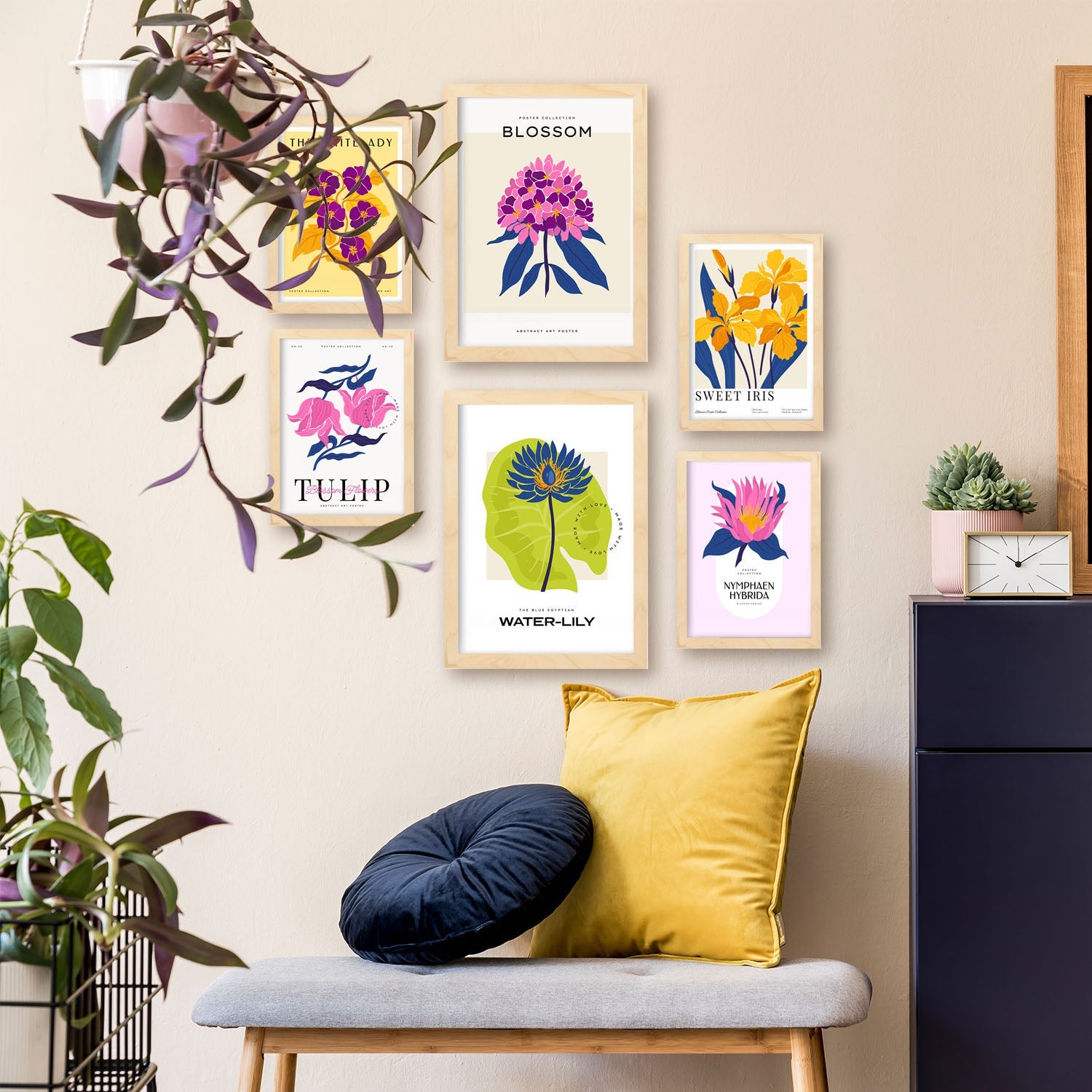 Set Di 6 Poster Blu Navy Con Tema Mare - Decorazione Murale Per Casa E Ufficio