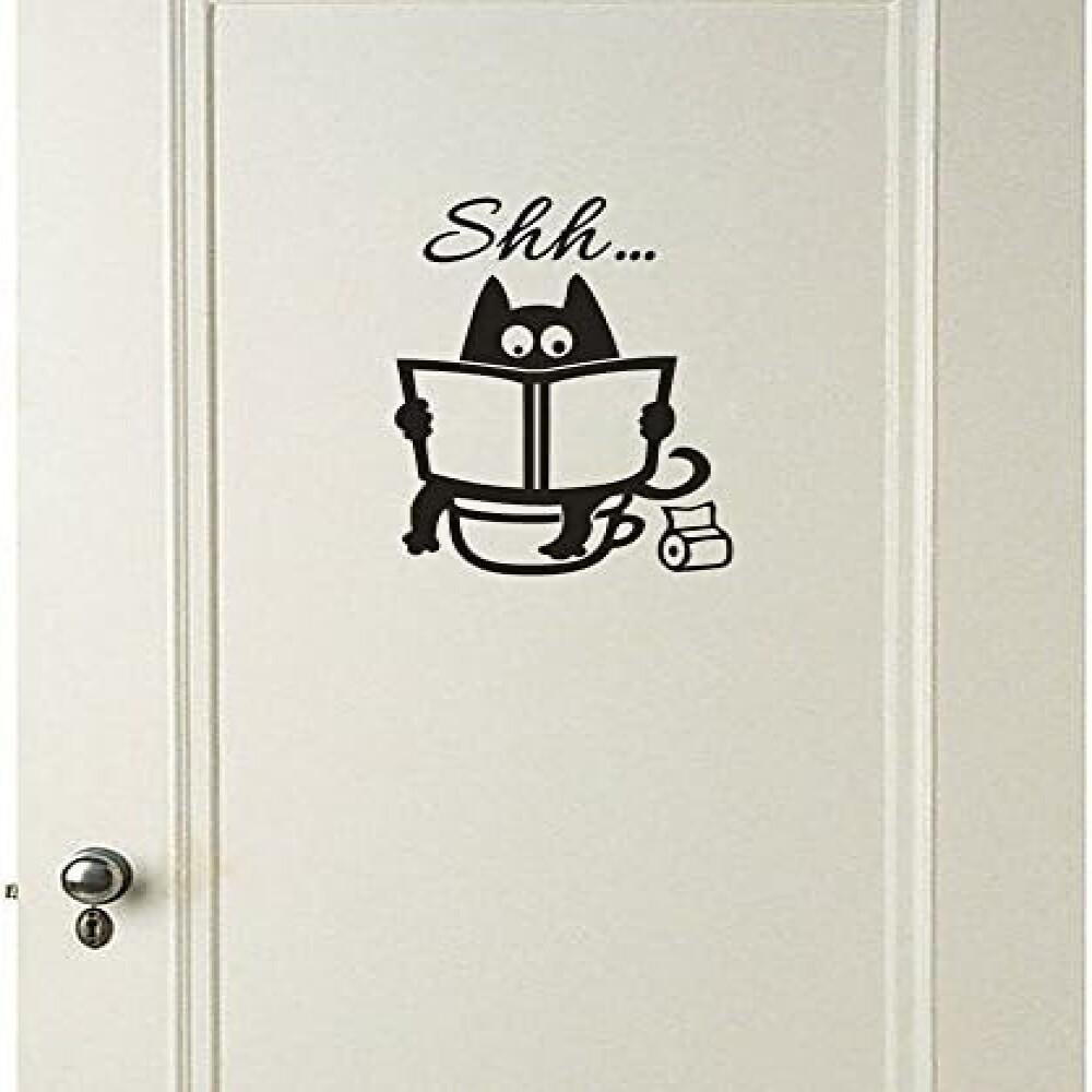 Pegatinas de pared para dormitorio, sala de estar, cocina, baño, gato, dibujos animados, decoración, extraíbles, para TV (20 cm x 14 cm)