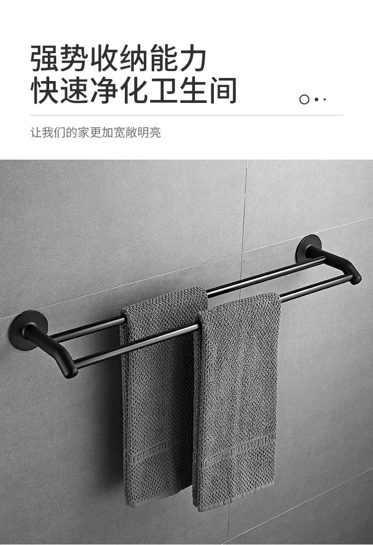 Porte Serviette Salle de Bain, Porte Serviette Murale avec Double Barre, Support Serviette en Acier Inoxydable, Porte Serviette Noir pour Cuisine - 3