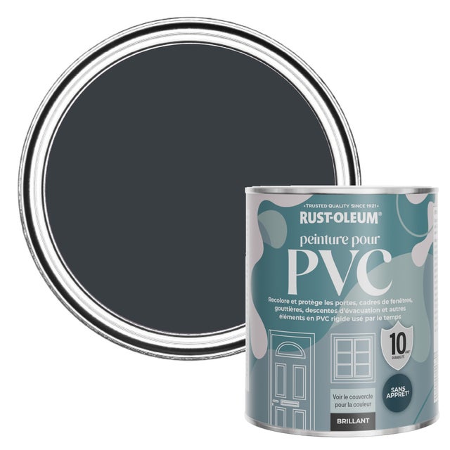 Peinture Grise pour Portes et Fenêtres en PVC, Finition Brillante RUST-OLEUM - Anthracite (RAL 7016) 750ml (10,5m² avec un pot)