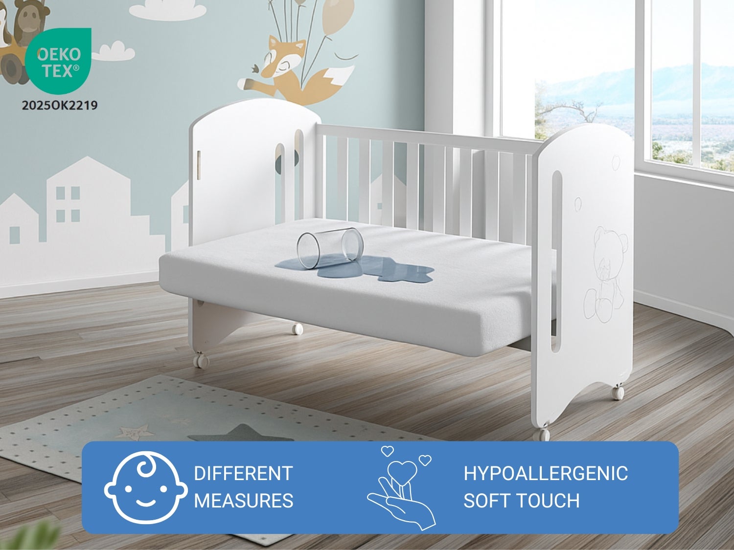 2 X Protector de Colchon Infantil Impermeable Transpirable Anti acaros Ajustable 080x160 cm - 6