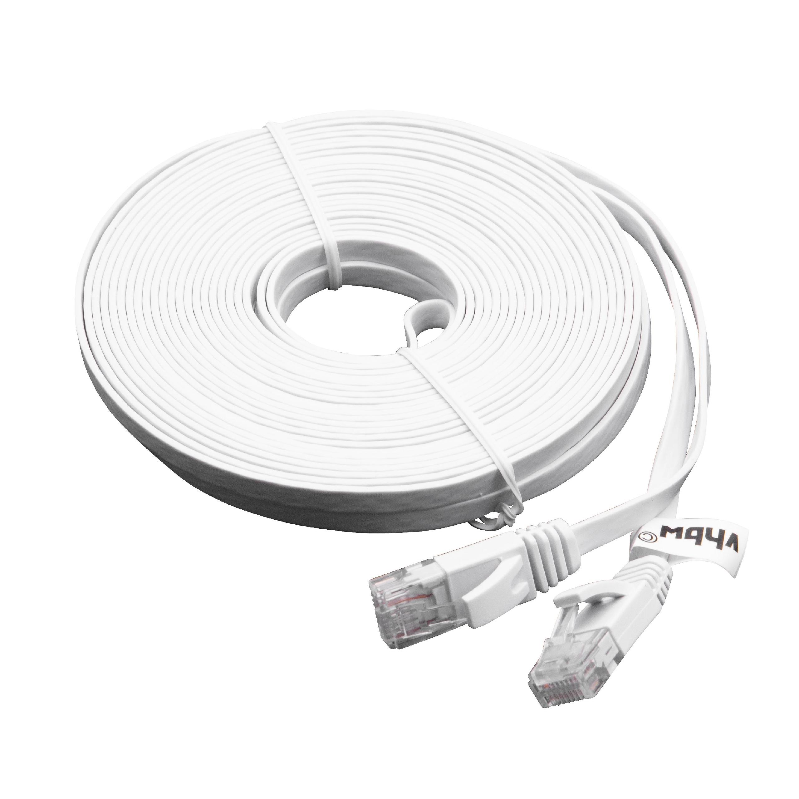 vhbw Cavo Ethernet, cavo di rete, cavo LAN, cavo patch Cat6 10m bianco - cavo piatto - 2