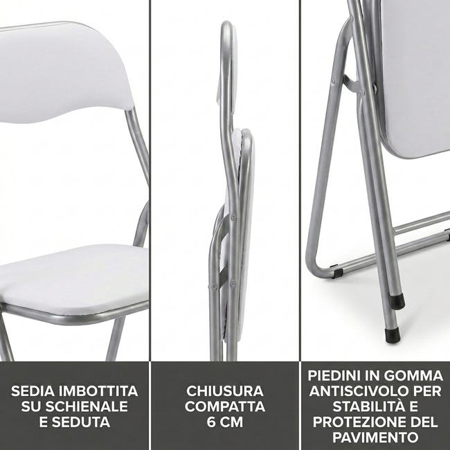 Sedia Pieghevole Imbottita In Acciaio – Comoda E Resistente Per Casa, Ufficio O Esterno | Capacità 114 Kg E Struttura Stabile | Facile Da Riporre