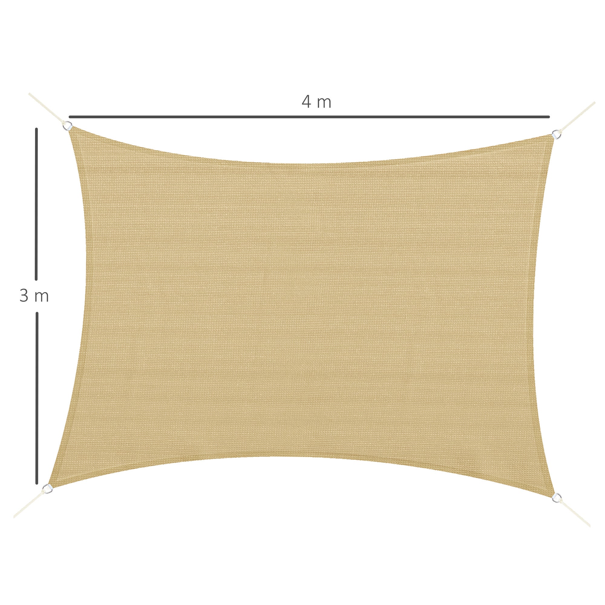 Voile d'ombrage rectangulaire grande taille 4 x 3 m polyéthylène beige - 3