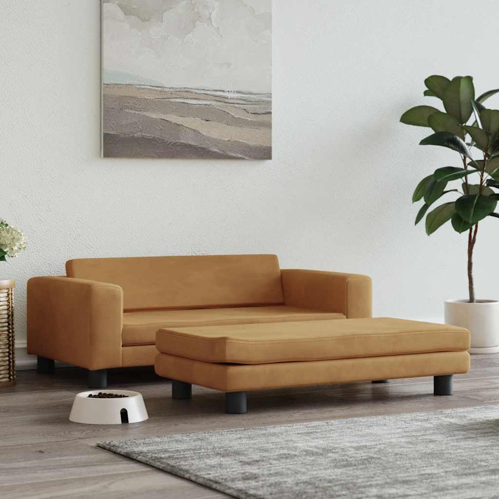 Legowisko dla psa z dostawką, brązowe, 100x50x30 cm, aksamit vidaXL