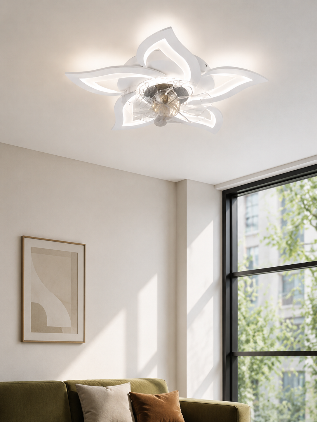 NETTLIFE Lampowentylator LED 48W Cichy, Nowoczesny Ściemnialny 3 Barwy Światła, 6 Prędkości, Pilot, Biały do Pokoju Dziecięcego i Młodzieżowego