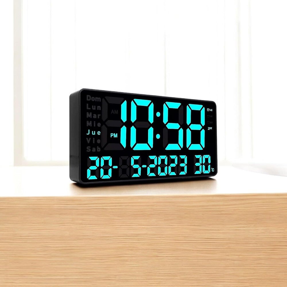 Reloj Pared o Mesa Digital Pantalla LCD Dia Fecha Hora