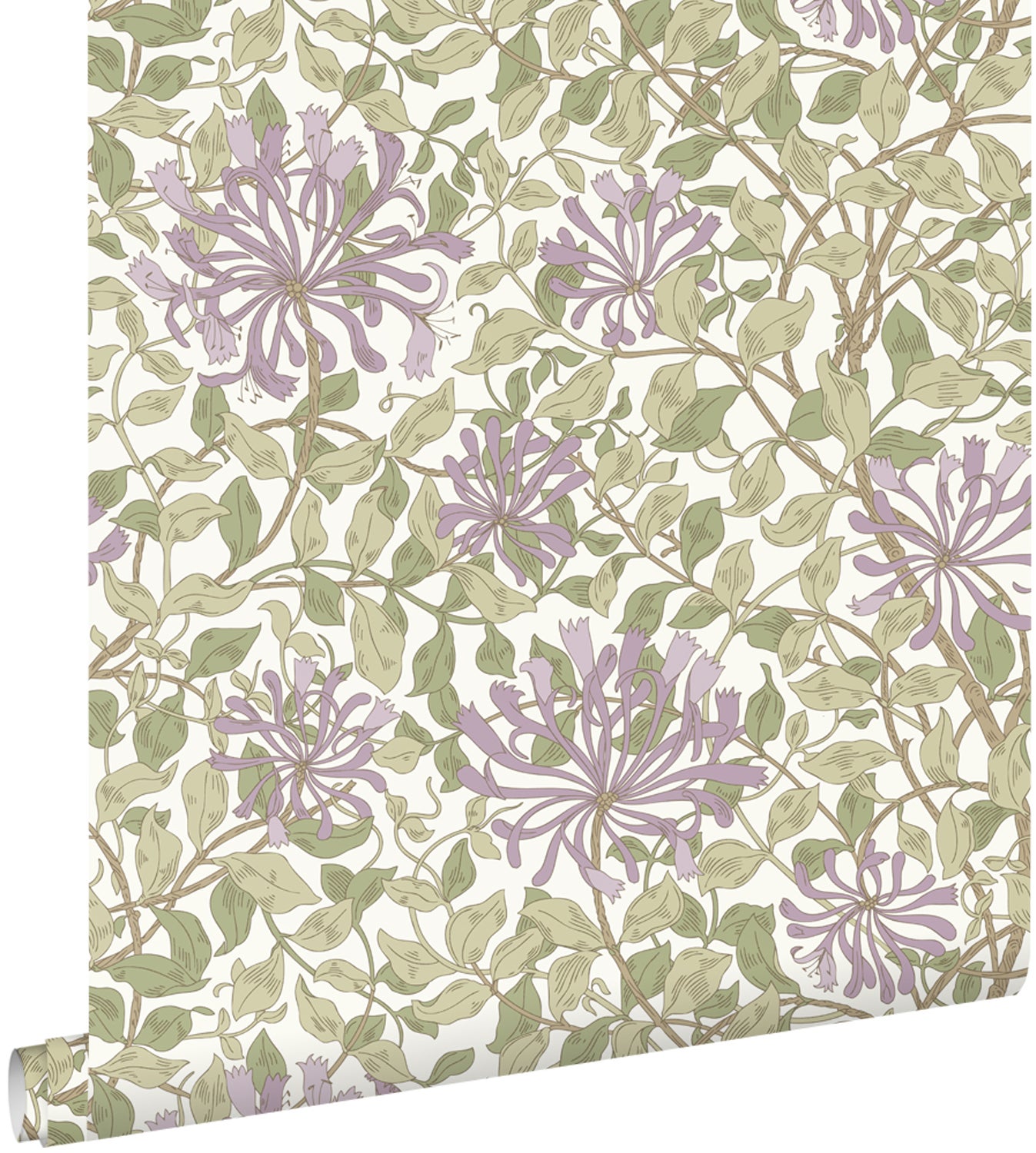 Papel pintado flores verde y morado - 50 x 900 cm - estahome