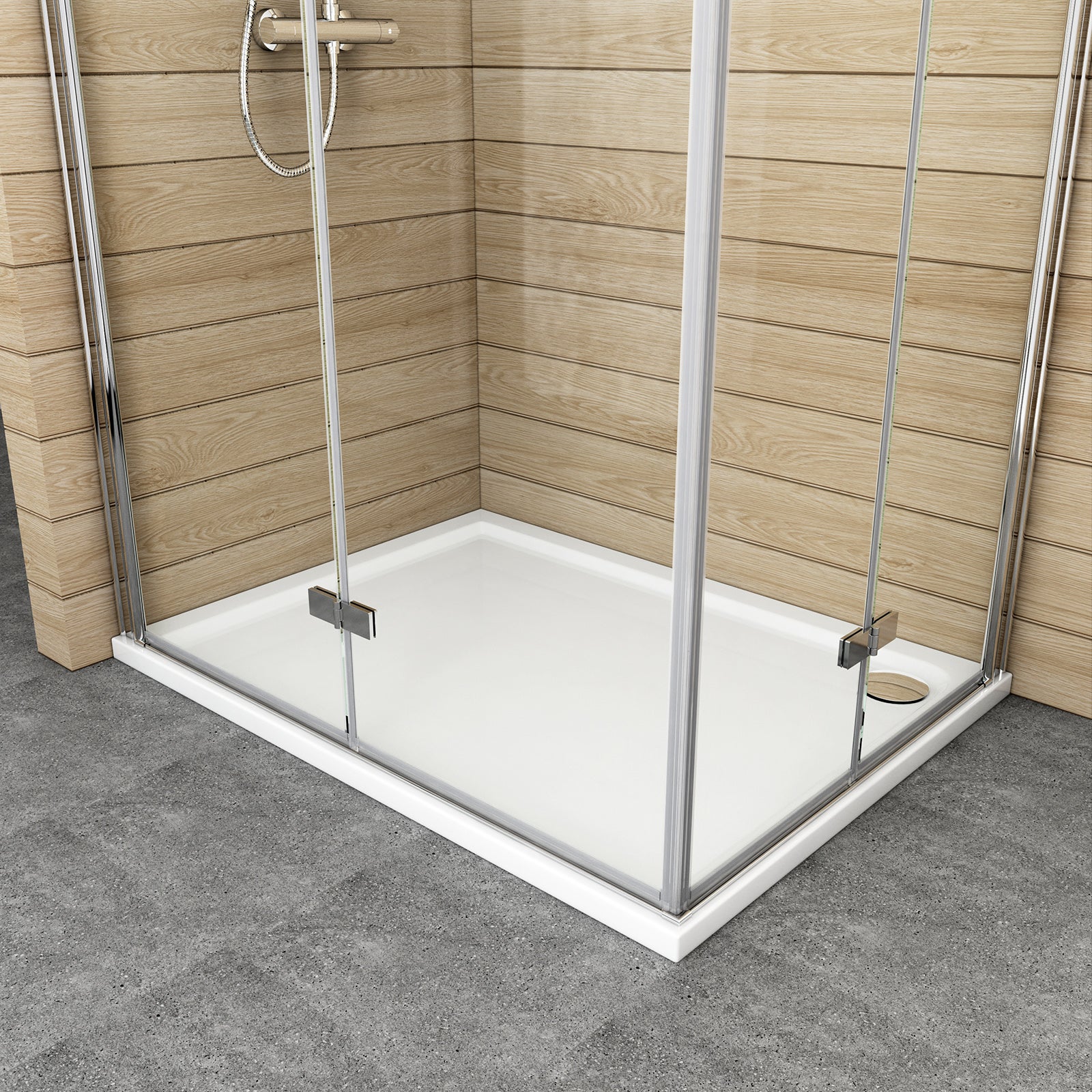 Receveur De Douche 140x90 Cm Blanc - Aspect Ardoise Antidérapant - Profil Plat 30 Mm - Avec Siphon
