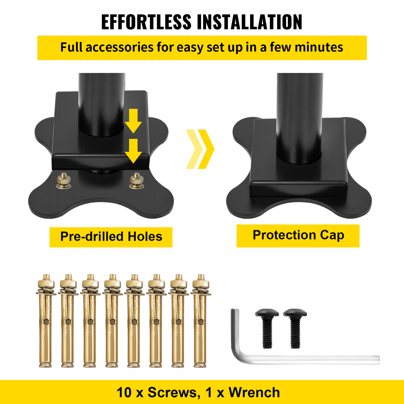 Kit Rampe d’Escalier Noir en Aluminium/Fer,VEVOR Garde-Corps Extérieur pour Terrasse ou Construction,Main Courante Balustrade Robuste - 6