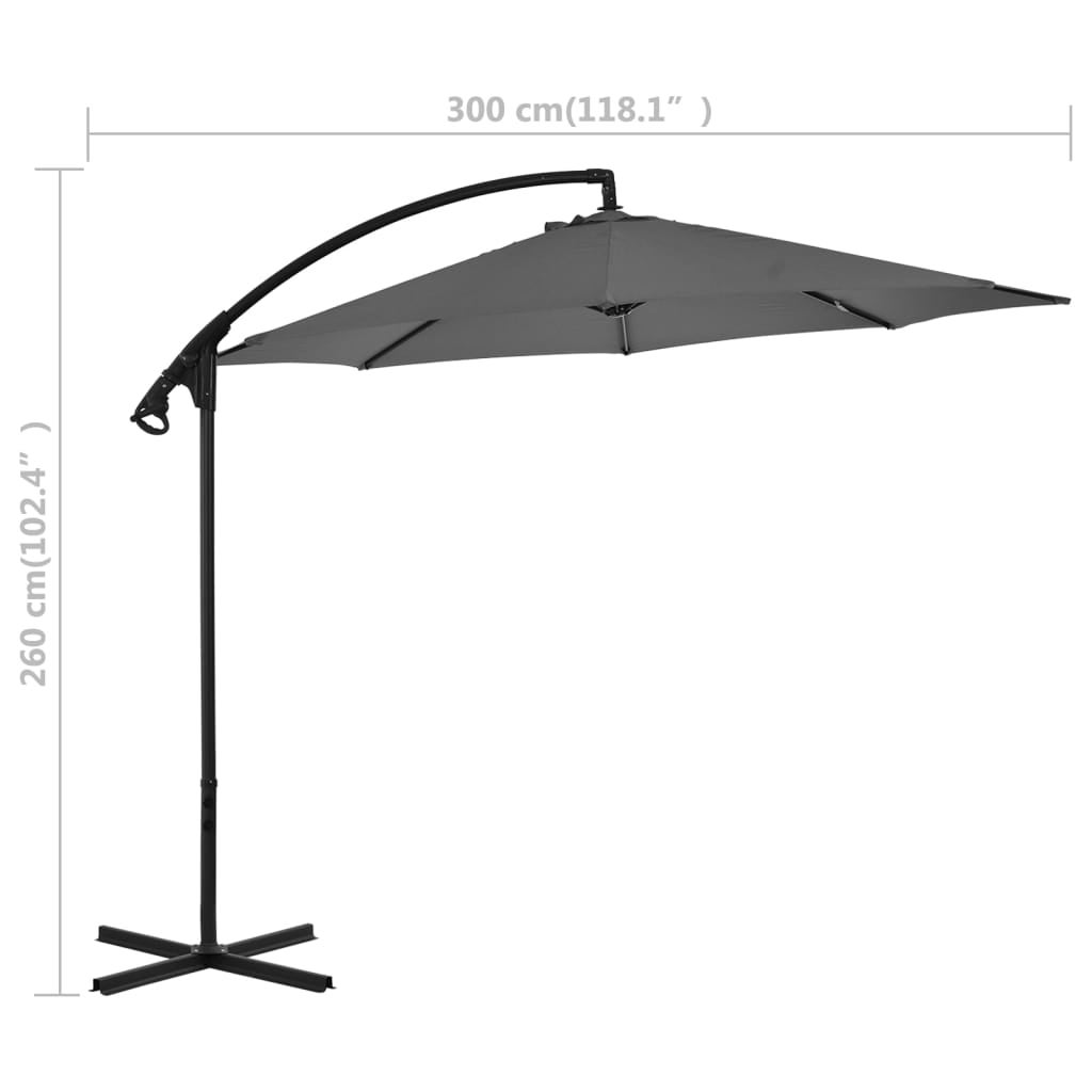 Parasol en porte-à-feux avec poteau Acier 300cm Anthracite - 8