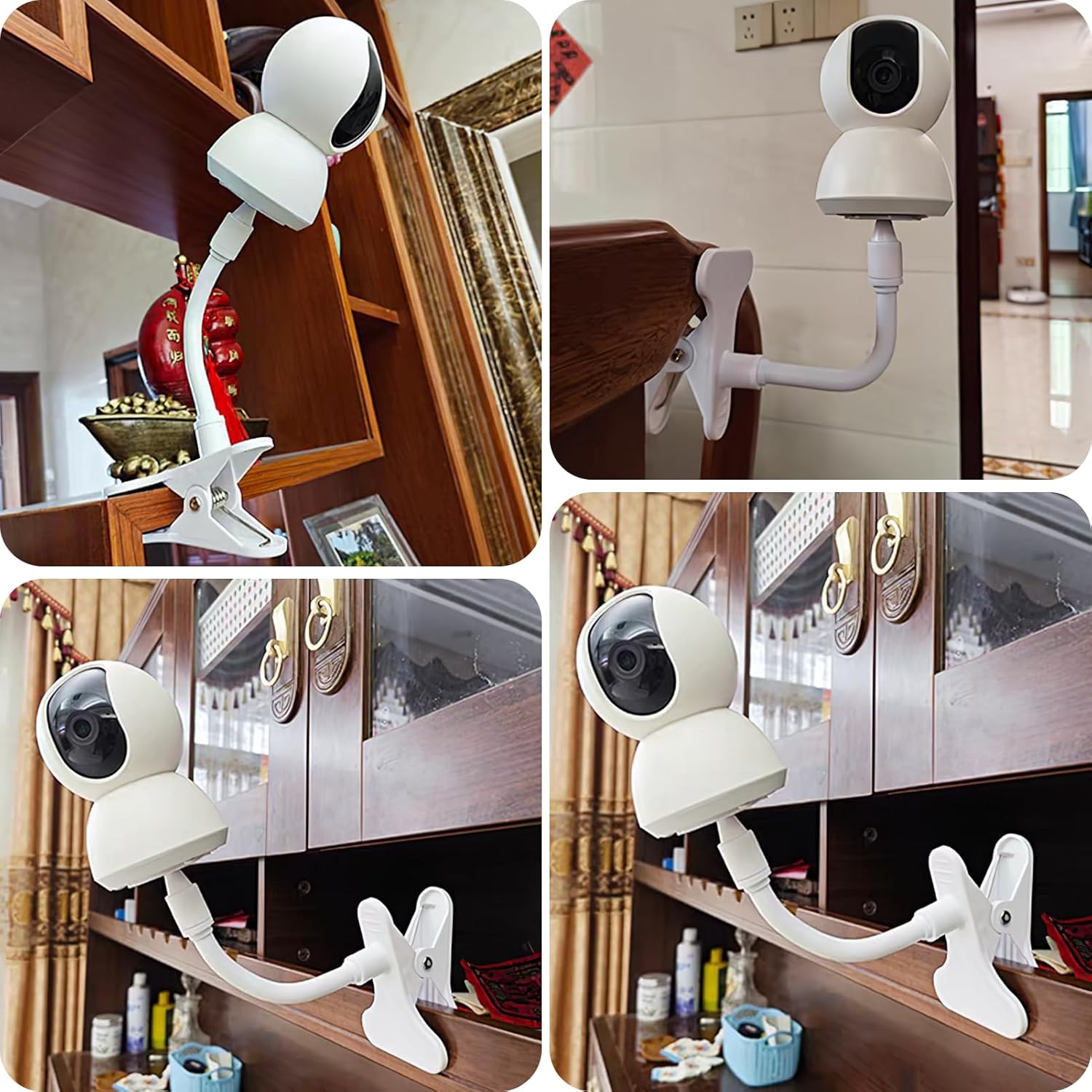 Support pour Babyphone, Support de Moniteur Flexible Support de Caméra Bébé Universel avec Connexion à Vis 1/4, Support de Serrage Sécurité sans - 5