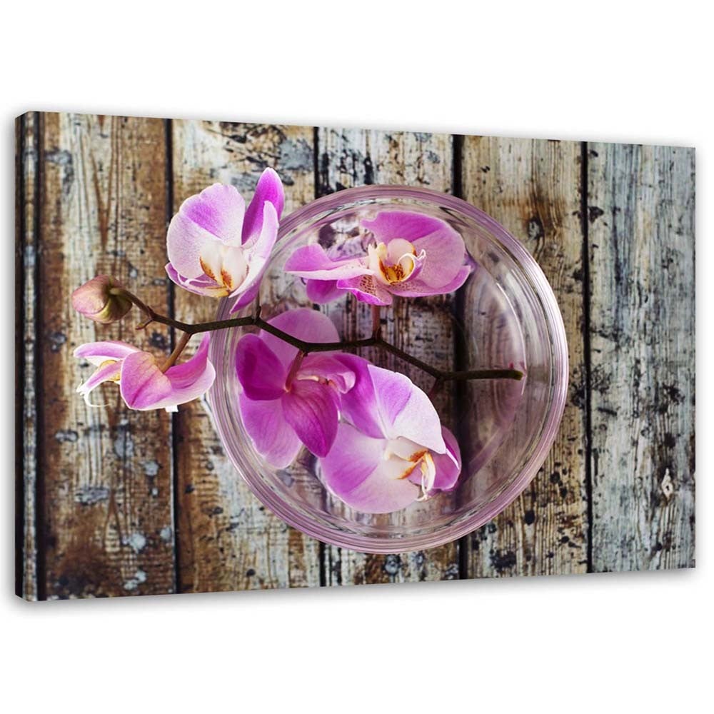 Obraz na płótnie, Orchidea na tle desek 100x70