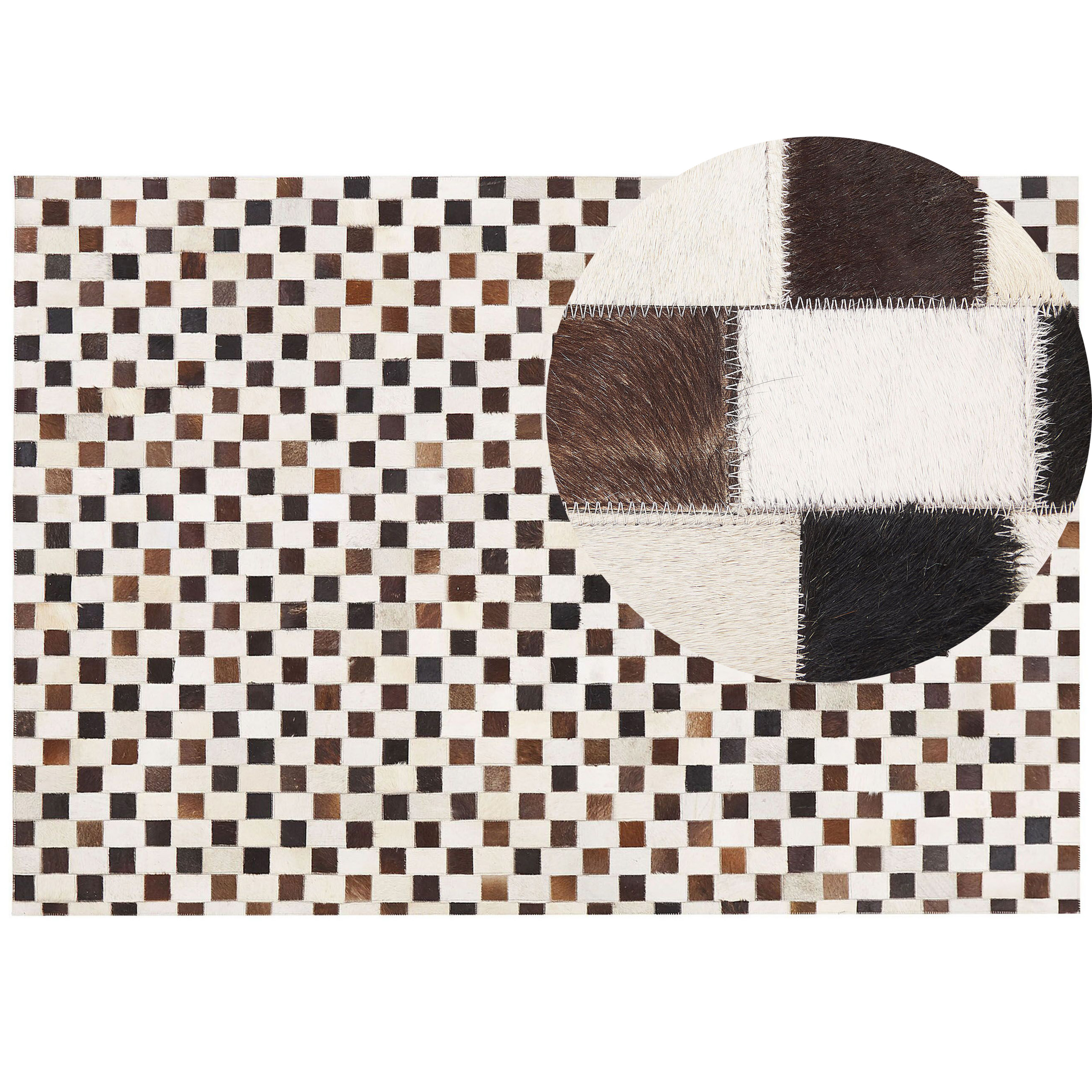 Beliani alfombra de piel de vaca marrón/beige claro 160 x 230 cm kayabey