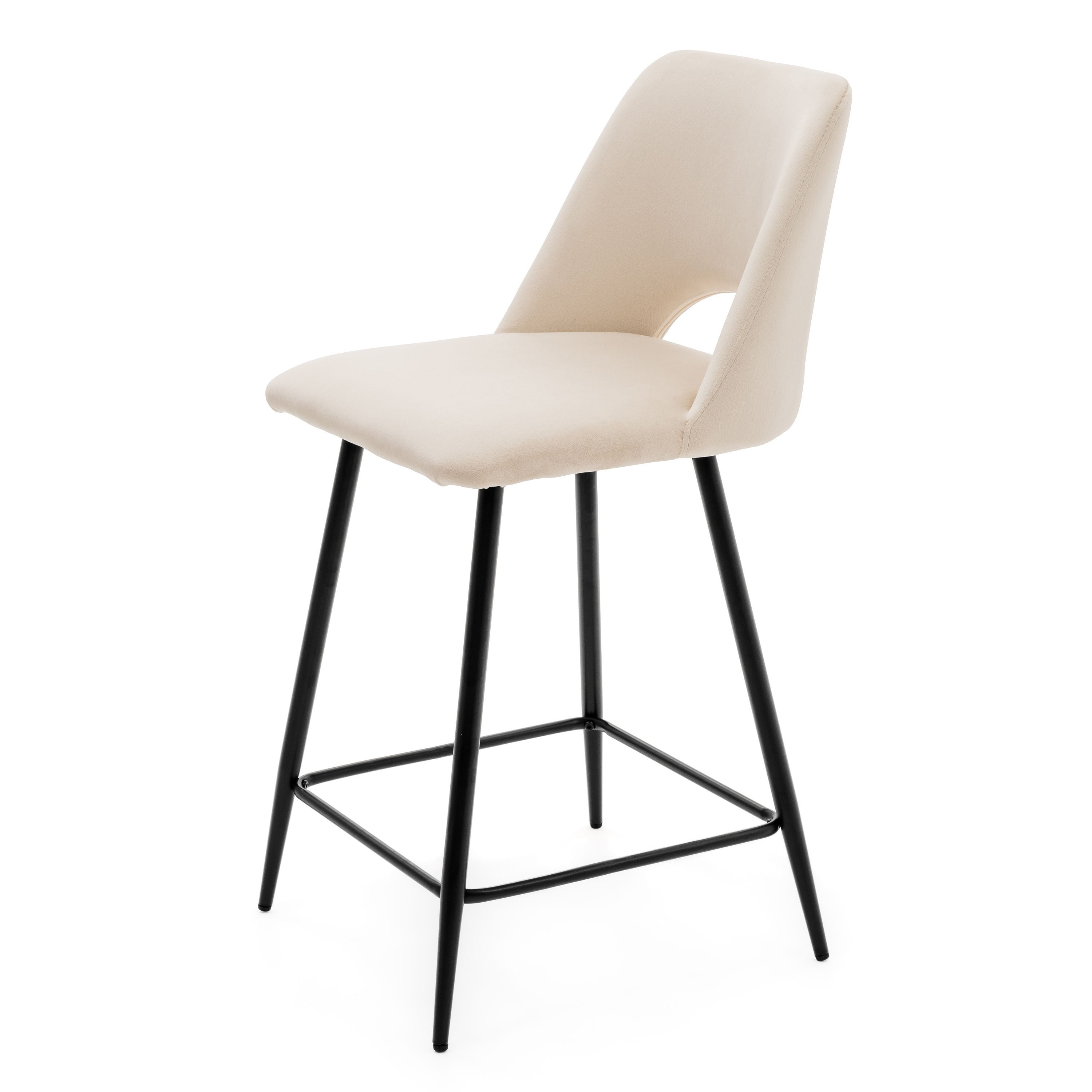 Hoker tapicerowany welurowy do salonu jadalni barowy ORO beżowy - 4