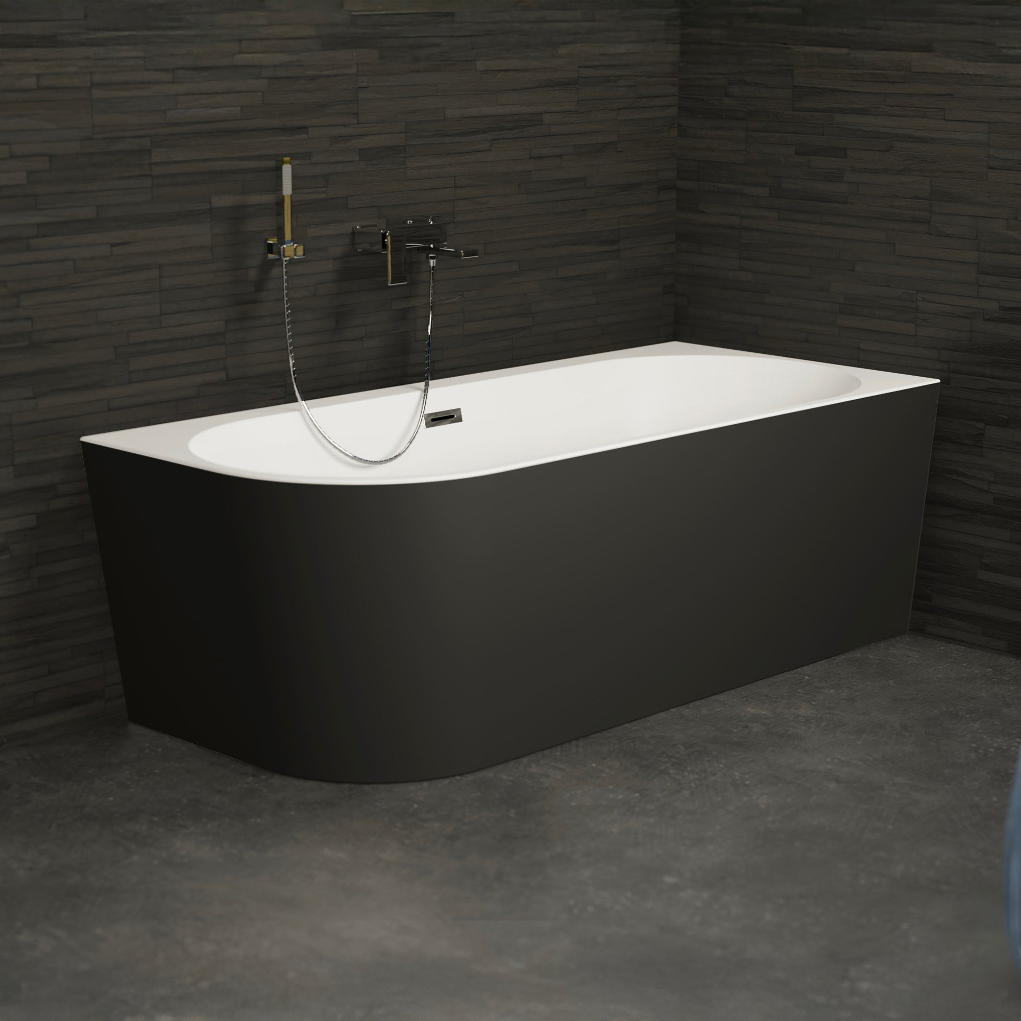 Baignoire Ilot Capri 170 droite noire 170 x76 x58 cm, by SPALINA - 4