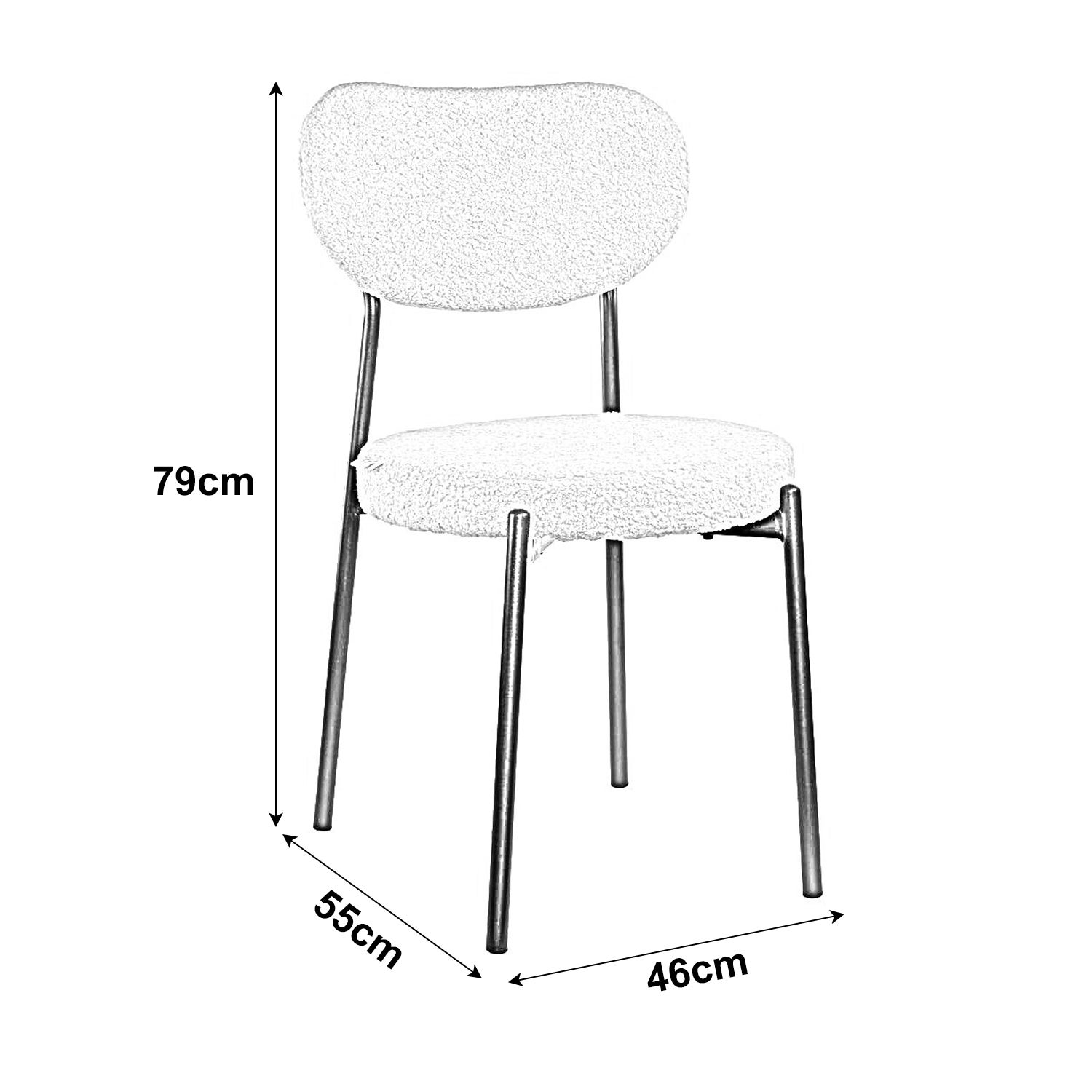 Marvin Sedia Chicago Teddy con Struttura in Metallo Nero Seduta Imbottita in Morbido Cotone Bouclé di Design Moderno per Casa Ufficio - 5