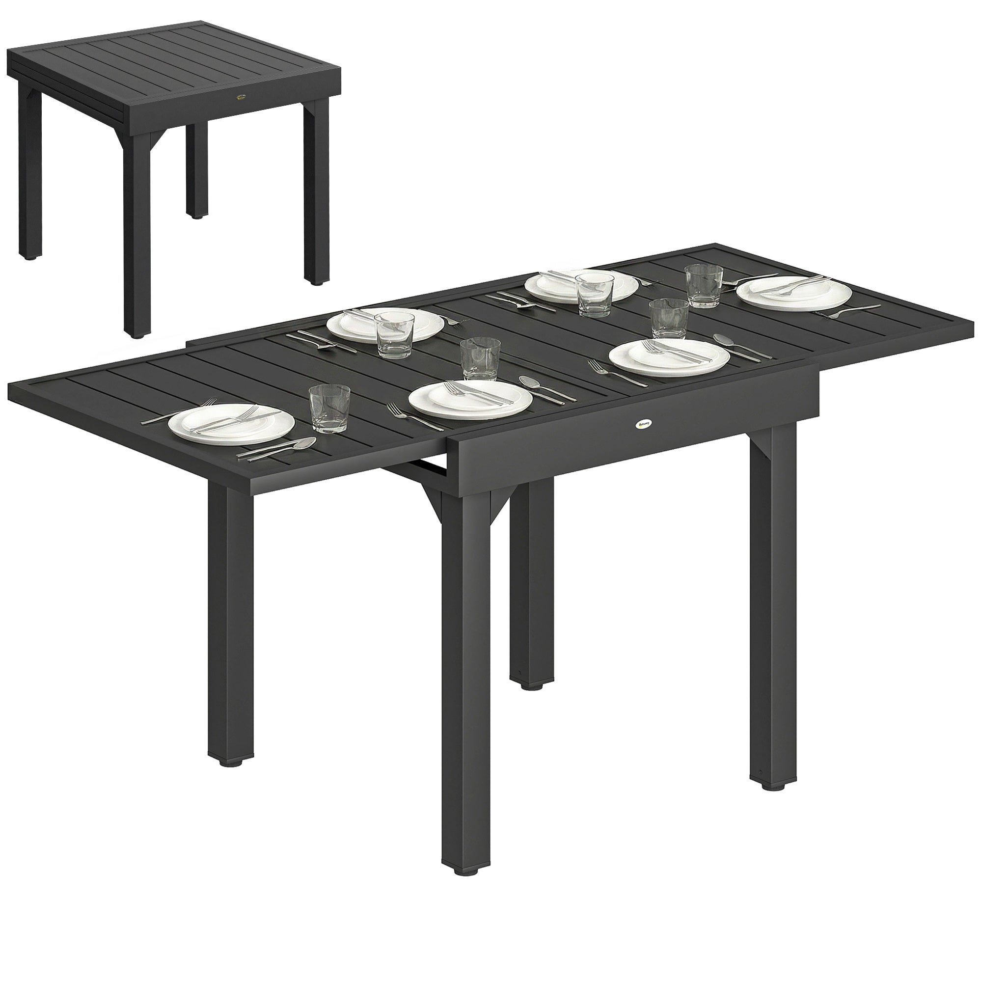 Table de jardin extensible rectangulaire en Aluminium Noir 6 places - 2