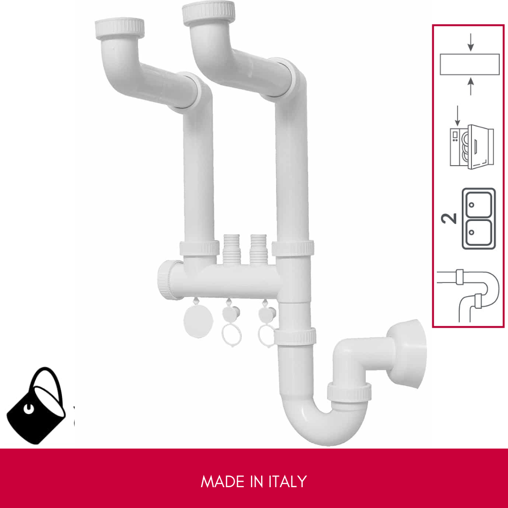 4395025 Schläfer | Siphon universel 11/2 pour éviers - Sortie diam40mm, ensemble de siphons en plastique S, drain d'évier autonettoyant peu | Leroy Merlin