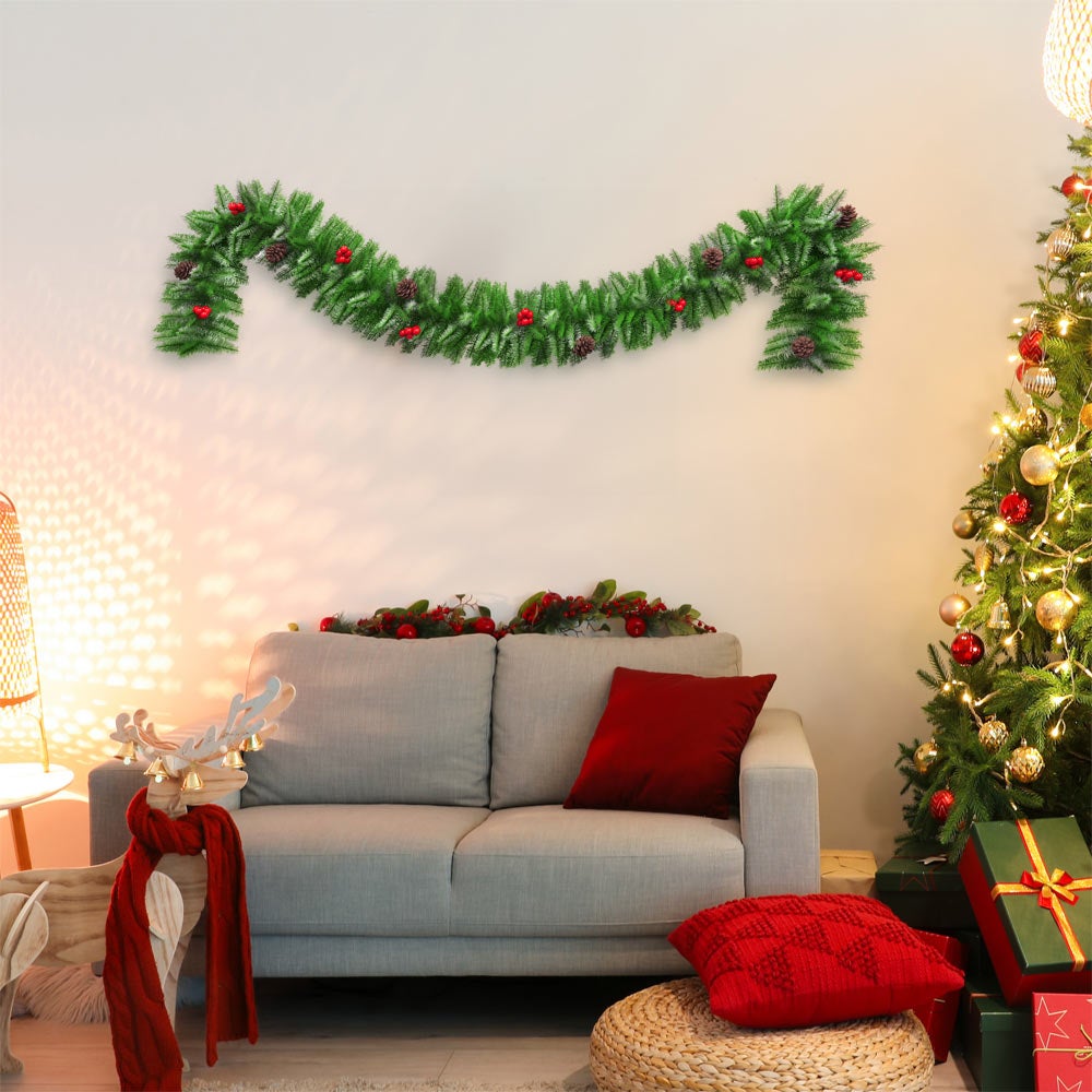 Guirlande de Noël géante en sapin artificiel 275cm - 300 branches - Déco intérieure et extérieure - 3