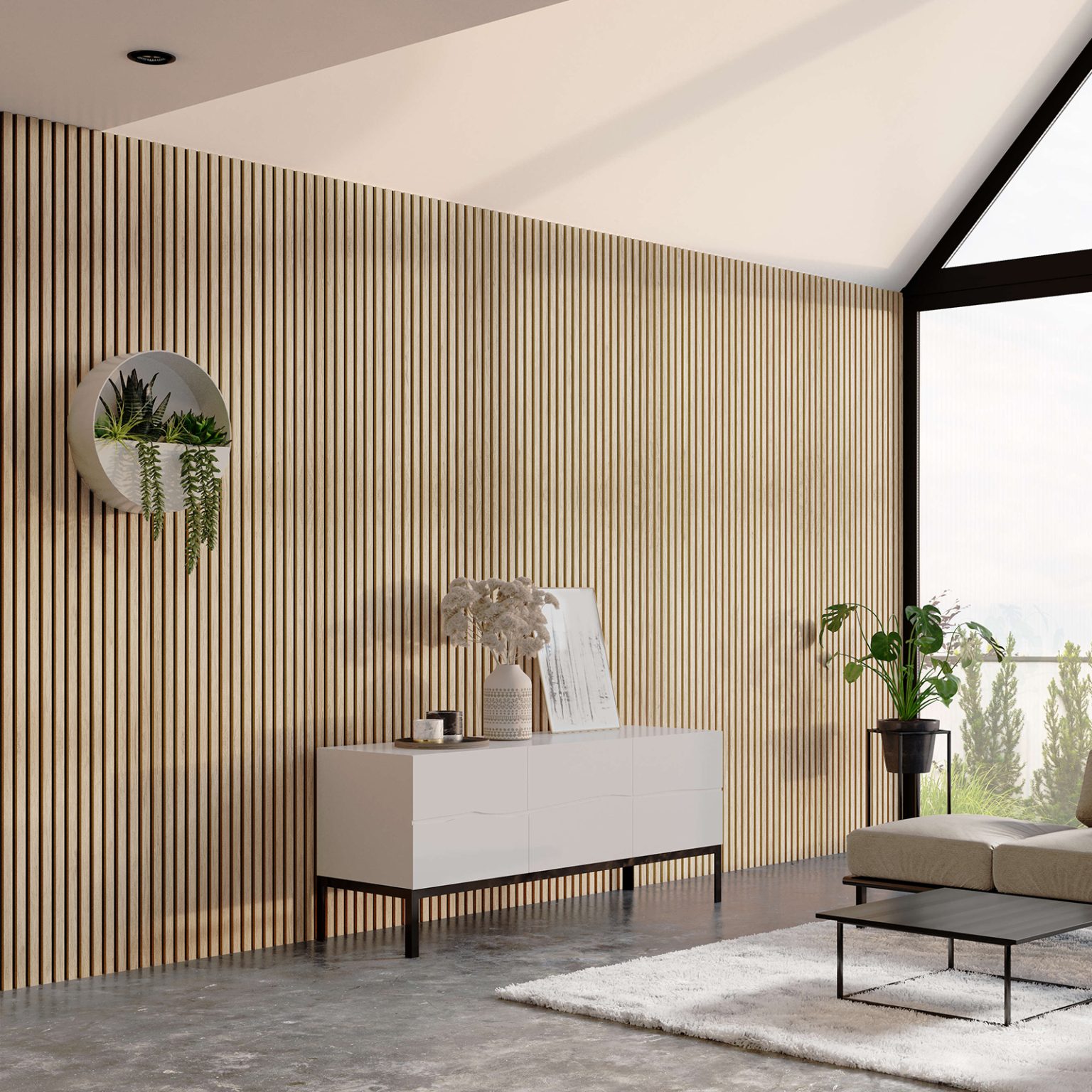 Panneau tasseaux acoustique 300×60 cm – Chêne Classic (Feutrine Noire) | AKUPANEL BY WOODMONDO - 7