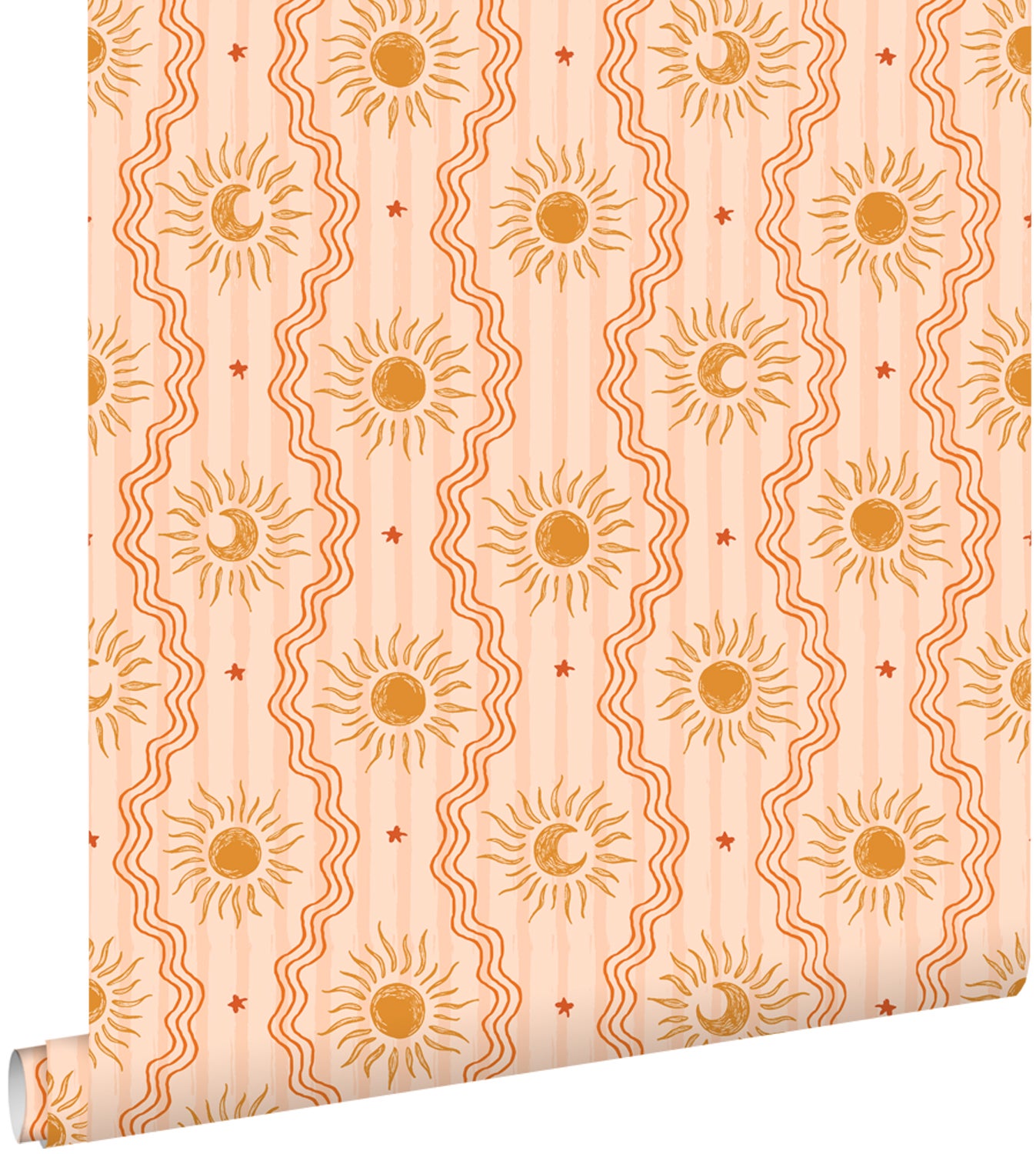 Tapeta ozdoby retro różowym,pomarańczowymIżółtym - 50 x 900 cm - ESTAHOME