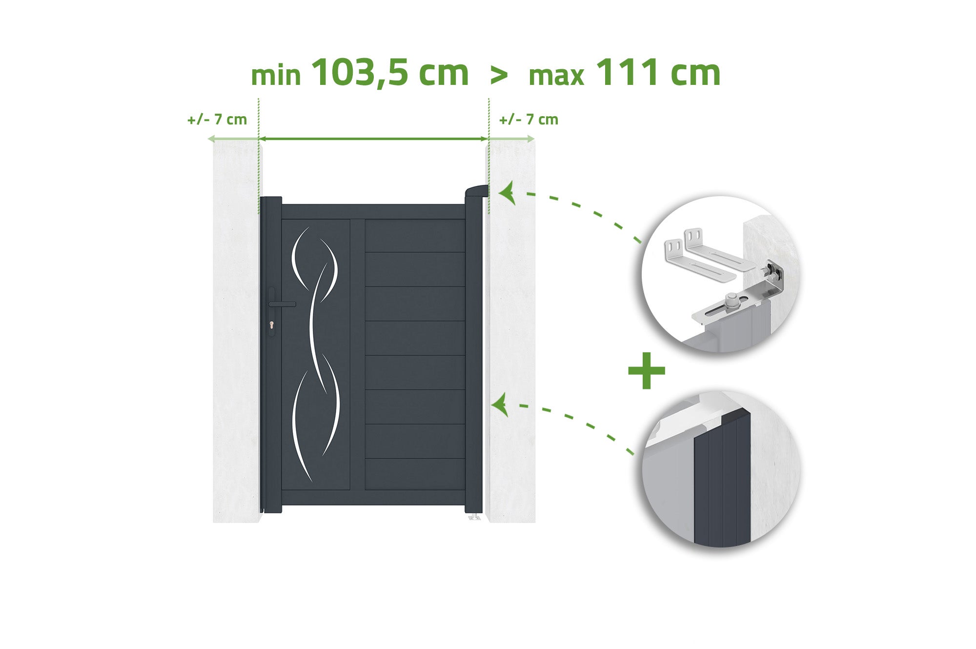 Brama regulowana o szerokości 1m LIFE H.140cm szare aluminium