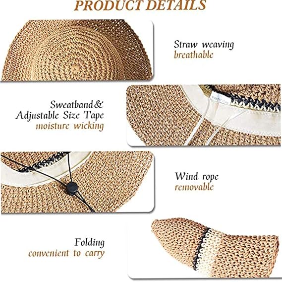 Chapeau de soleil souple à large bord pliable avec protection UV pour femmes - 2
