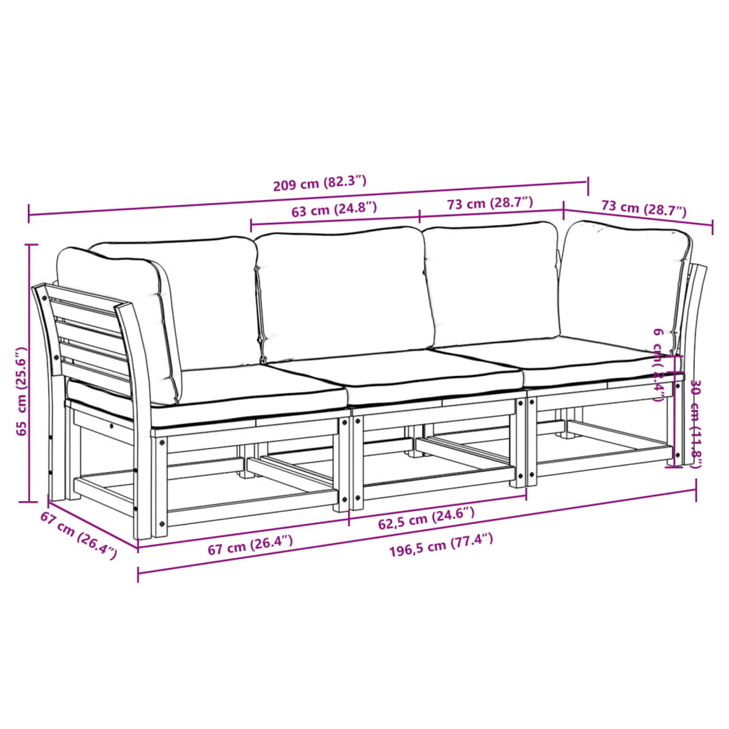 Salon bas de jardin en bois Marron 5 personnes - 8
